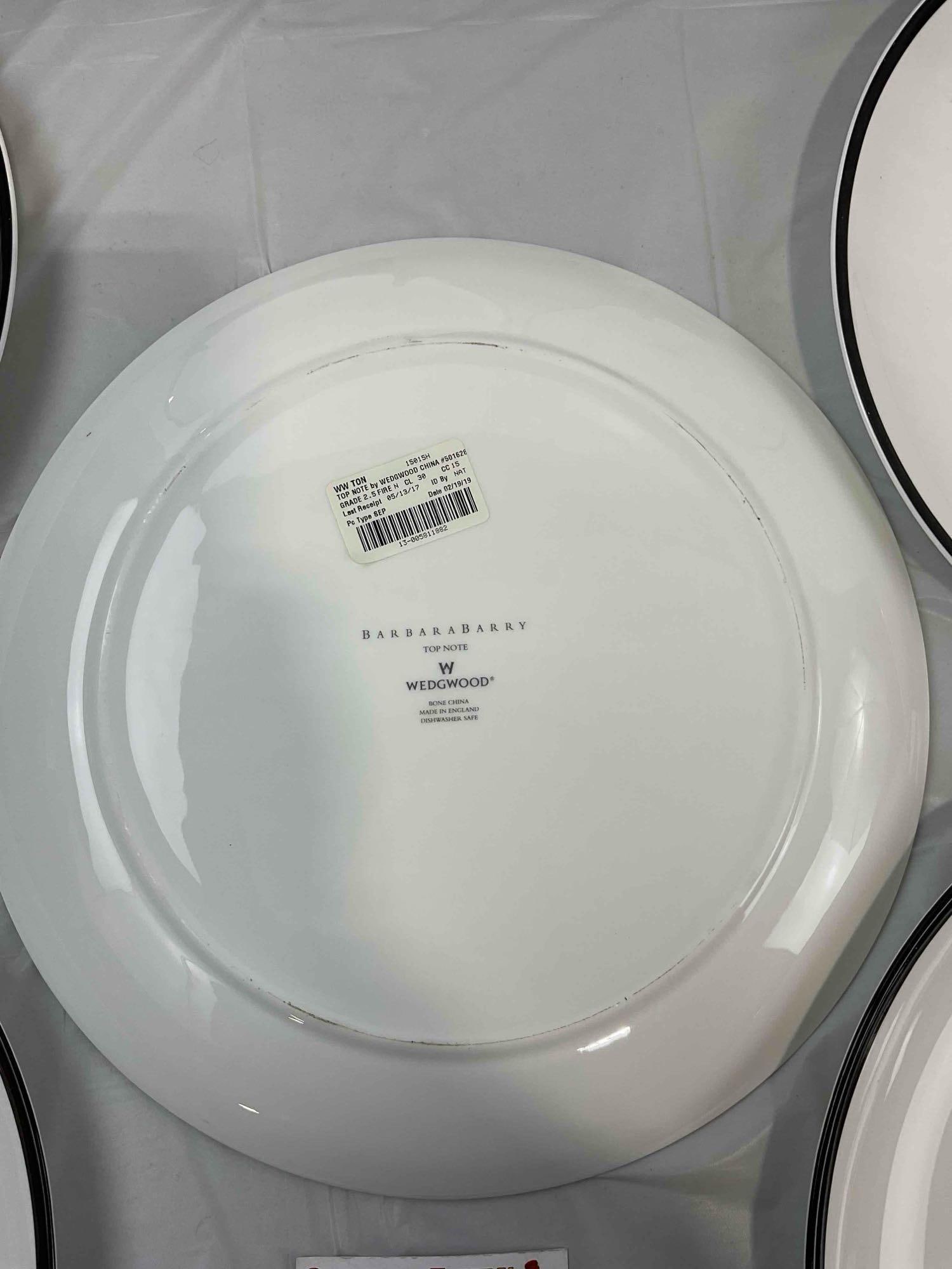 7 pcs Wedgwood Barbara Barry White & Black Ceramic Charger Plates in Top Note Pattern. - 6