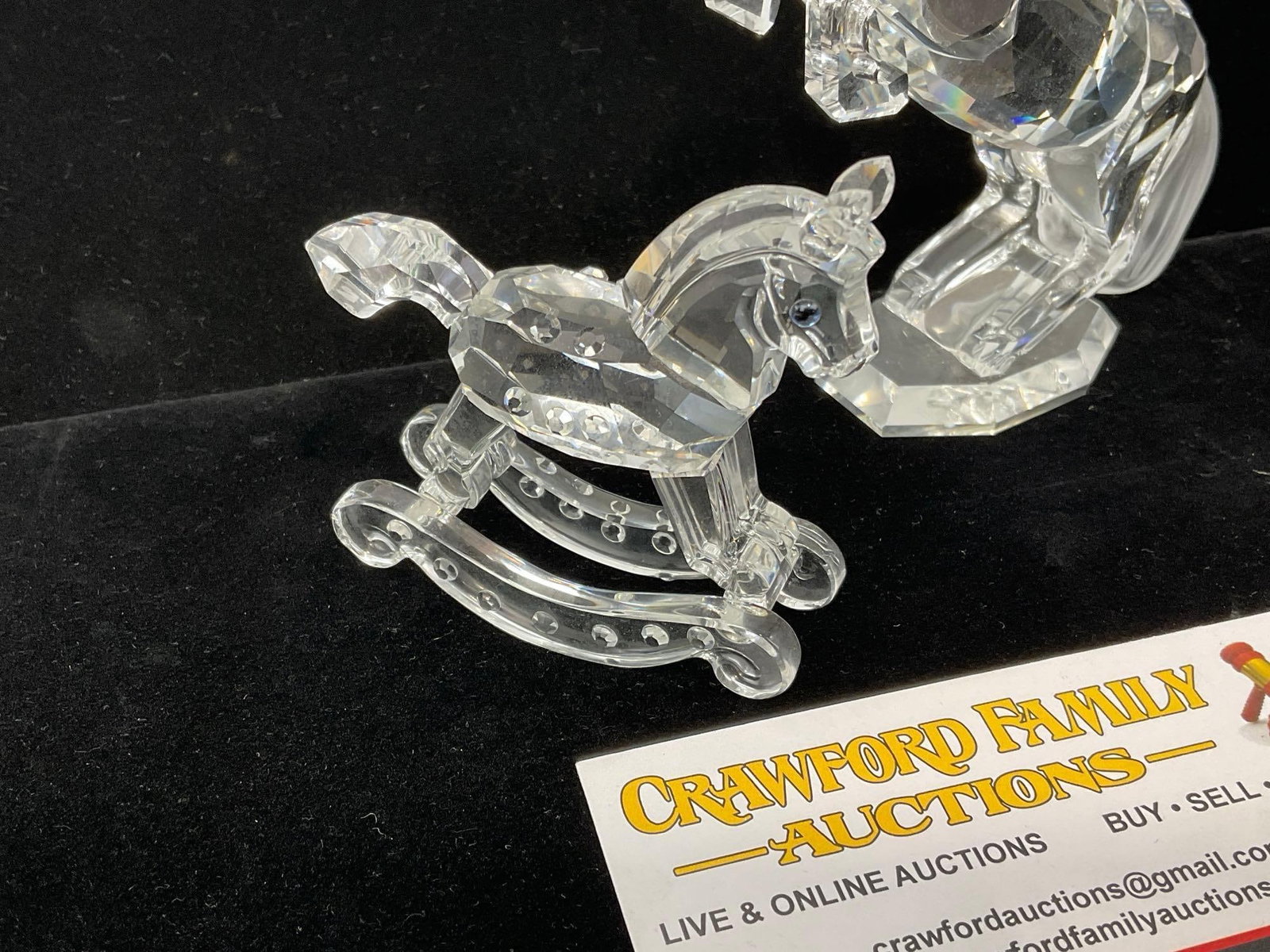 Pair of Retired Swarovski Crystal pieces, Horse Stallion Figure & Rocking Horse - 2