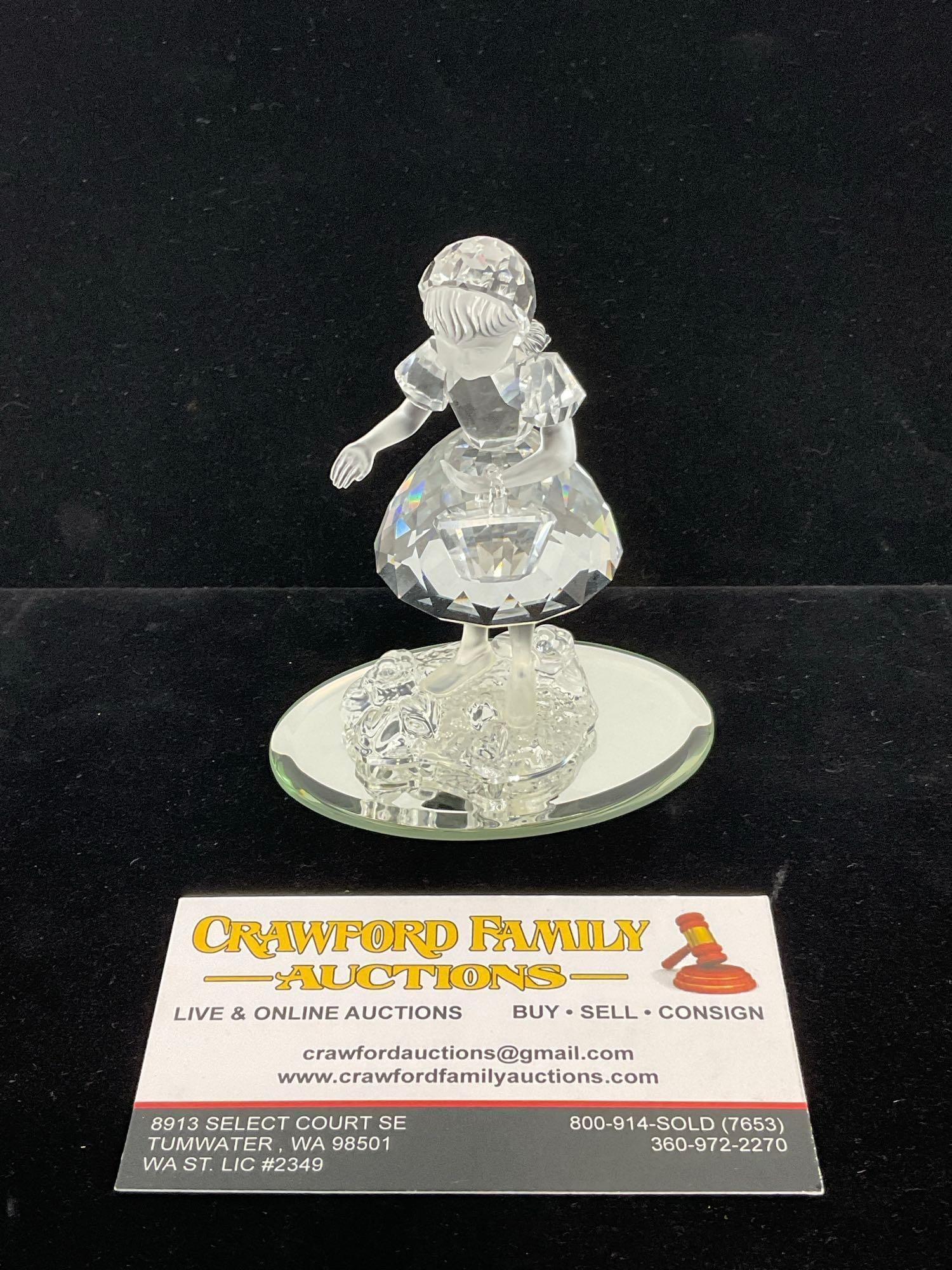 Retired Swarovski Crystal Little Red Riding Hood Figurine w/crystal basket, Fables & Fairy Tales ...: Appears to be in good shape. The piece measures approx 4h x 6w x 4d inches. See pics. E-5810