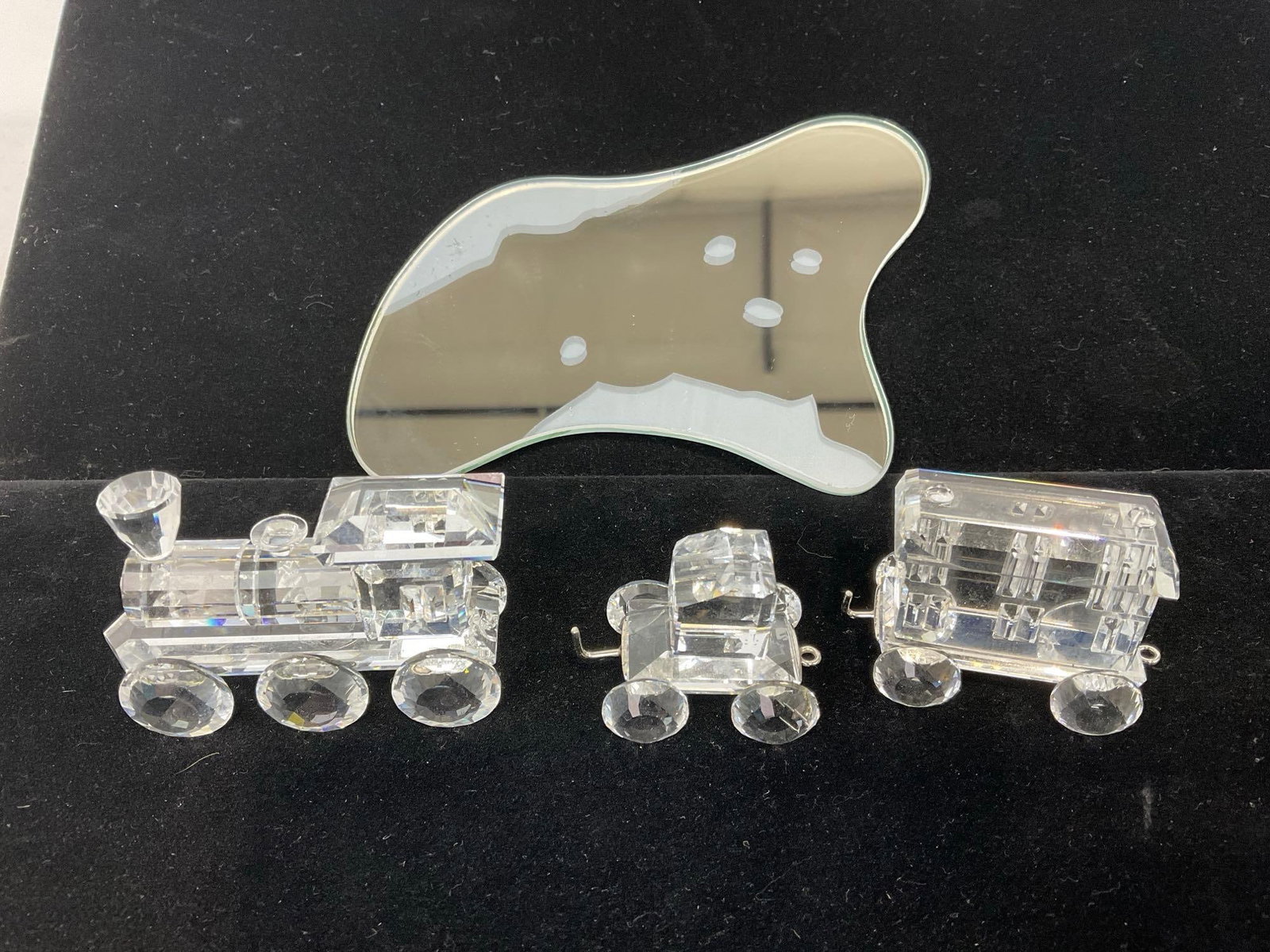 Swarovski Crystal Locomotive, Coal Tender & Passenger Car, 3 piece set - 3