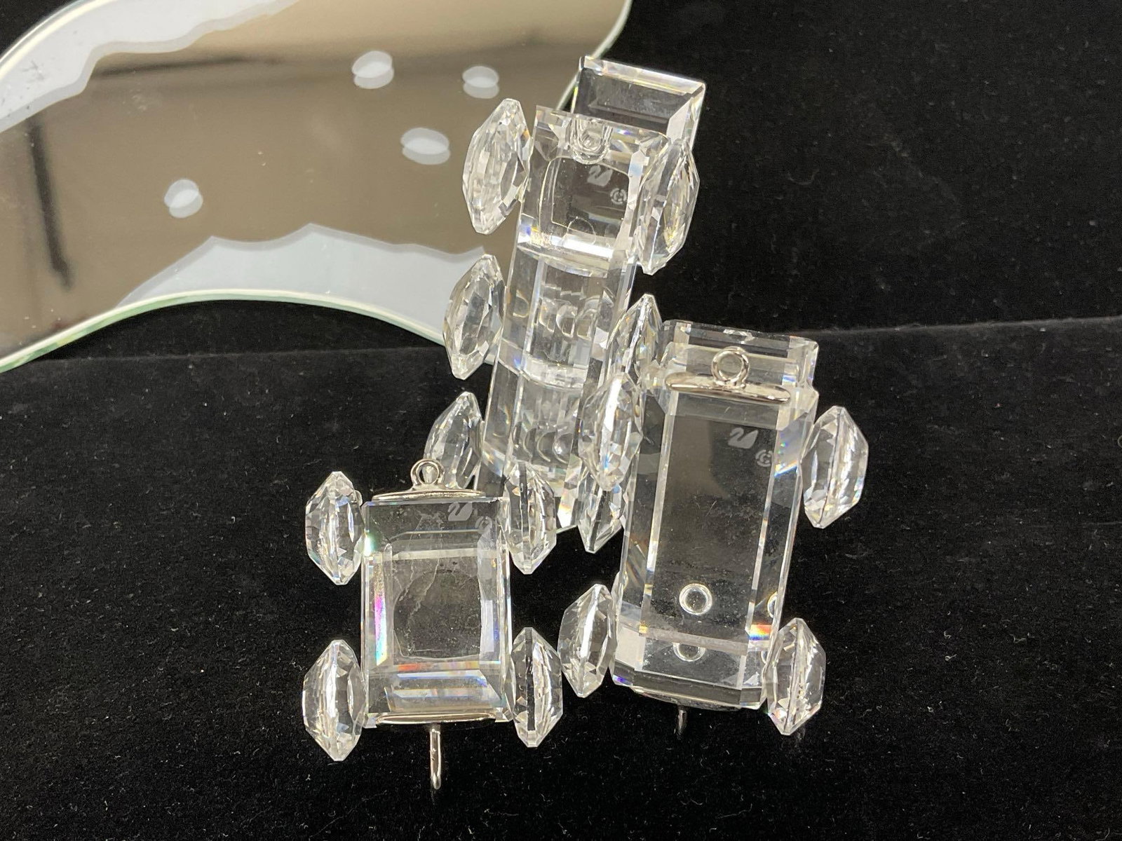Swarovski Crystal Locomotive, Coal Tender & Passenger Car, 3 piece set - 4