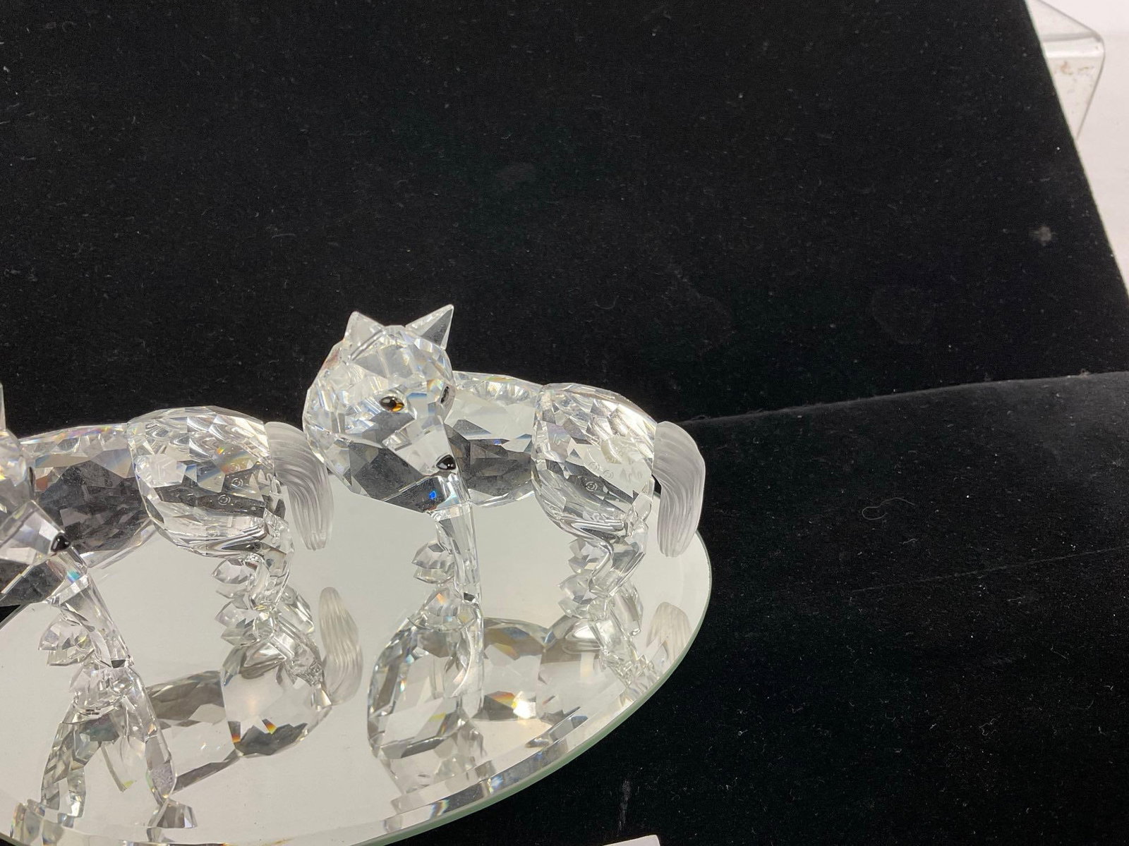 Pair of Swarovski Crystal Wolf Figurines, Fairy Tales Collection, Frosted Glass Tails - 3
