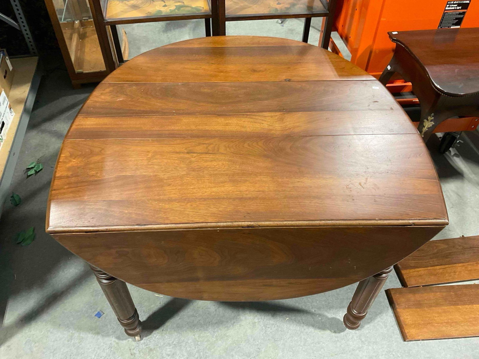 Antique Mahogany Wood Drop Leaf Dining Table w/ 2 Loose Leaves. As Is Condition. See pics. - 4