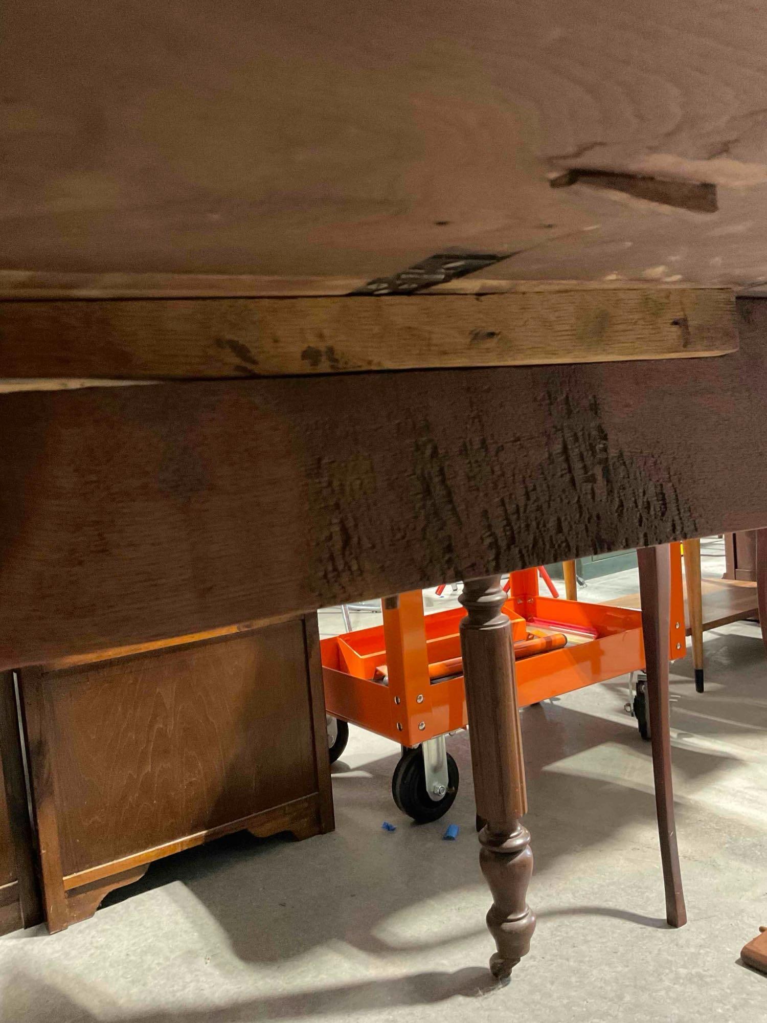 Antique Mahogany Wood Drop Leaf Dining Table w/ 2 Loose Leaves. As Is Condition. See pics. - 5