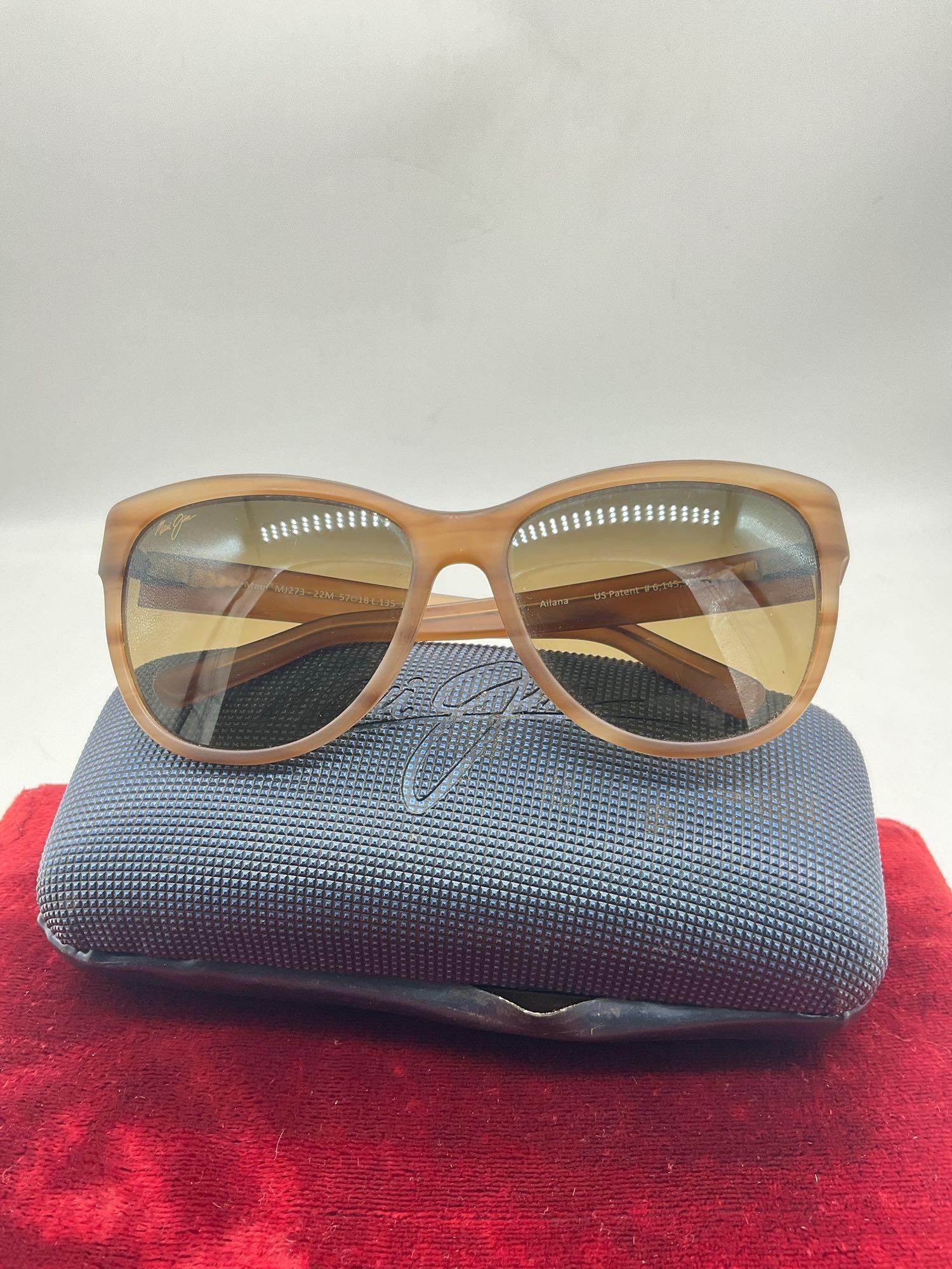 Pair of Vintage Maui Jim Womens Sunglasses w/ Brown Fames & case - 3