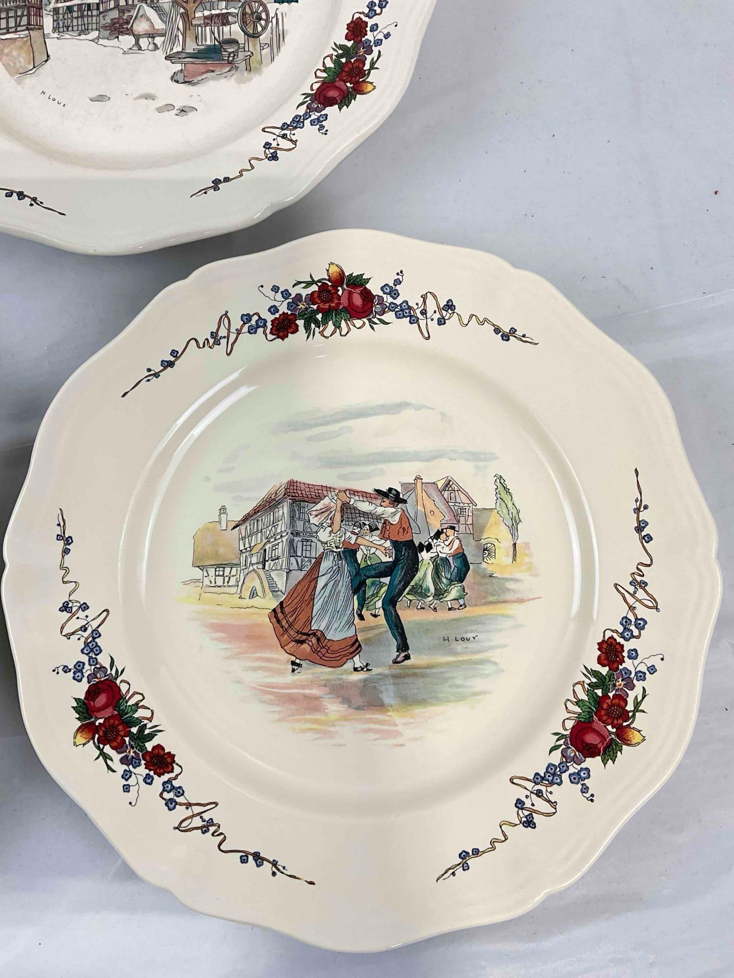 12 pcs Vintage Sarreguemines French Ceramic Salad Plates in Obernai Pattern. See pics & desc. - 10