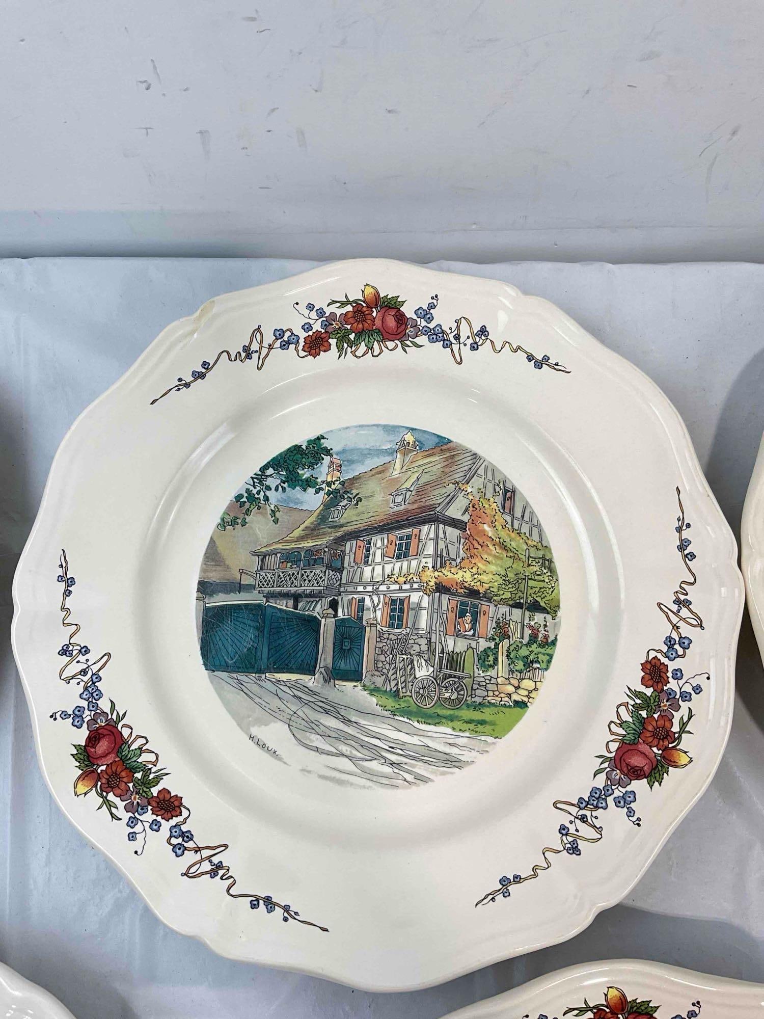 12 pcs Vintage Sarreguemines French Ceramic Salad Plates in Obernai Pattern. See pics & desc. - 13