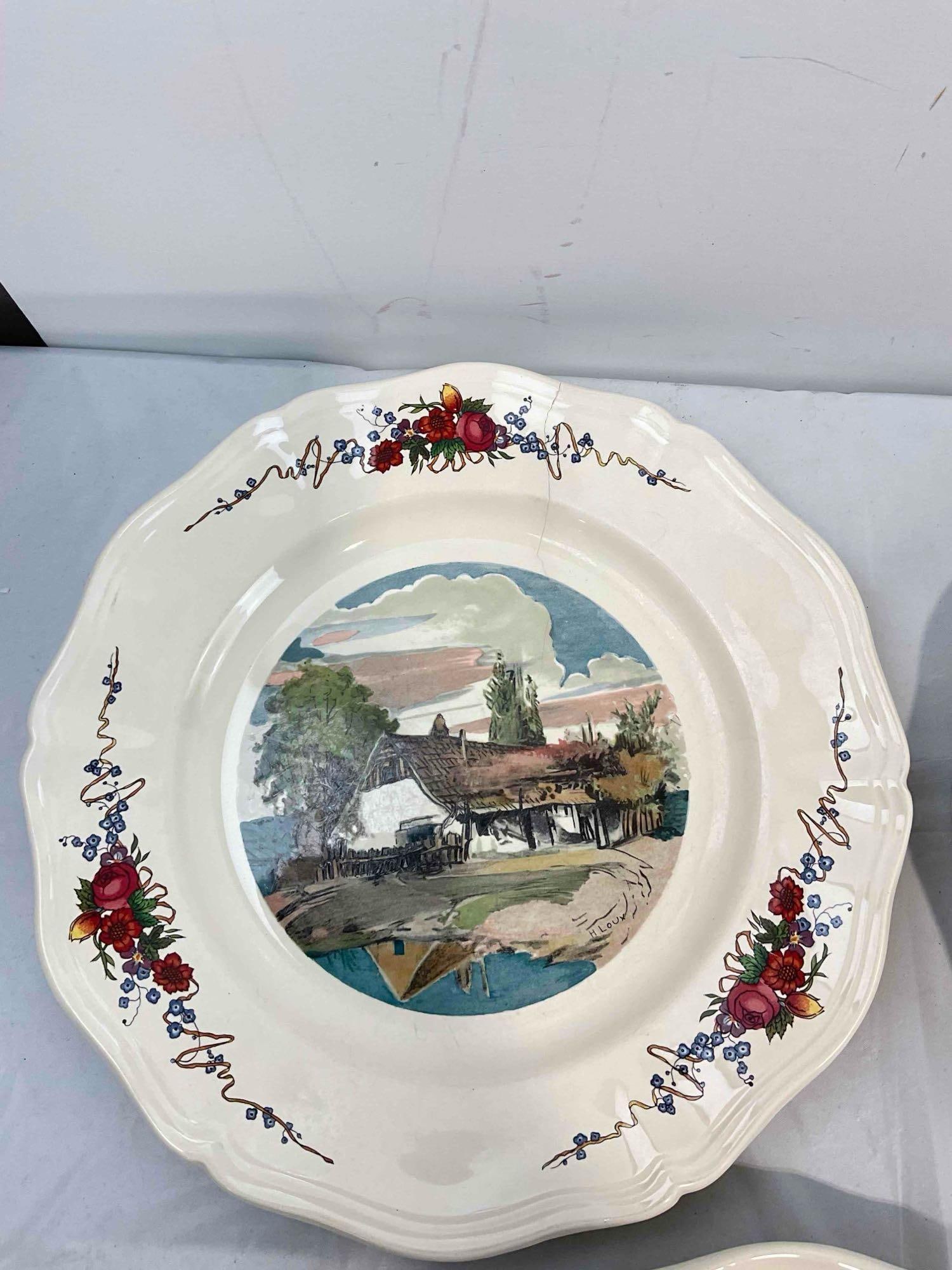 12 pcs Vintage Sarreguemines French Ceramic Salad Plates in Obernai Pattern. See pics & desc. - 14