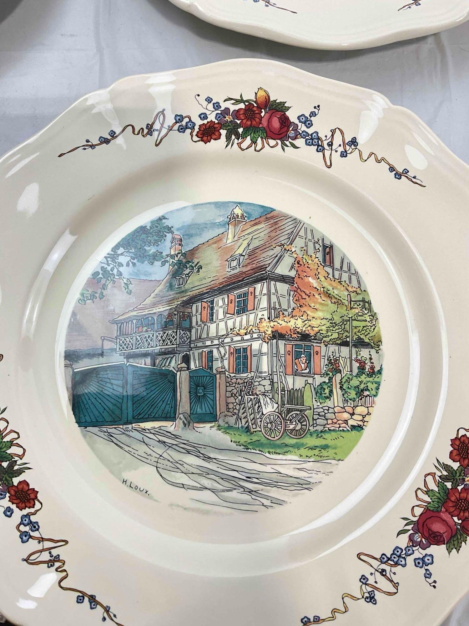 12 pcs Vintage Sarreguemines French Ceramic Salad Plates in Obernai Pattern. See pics & desc. - 4