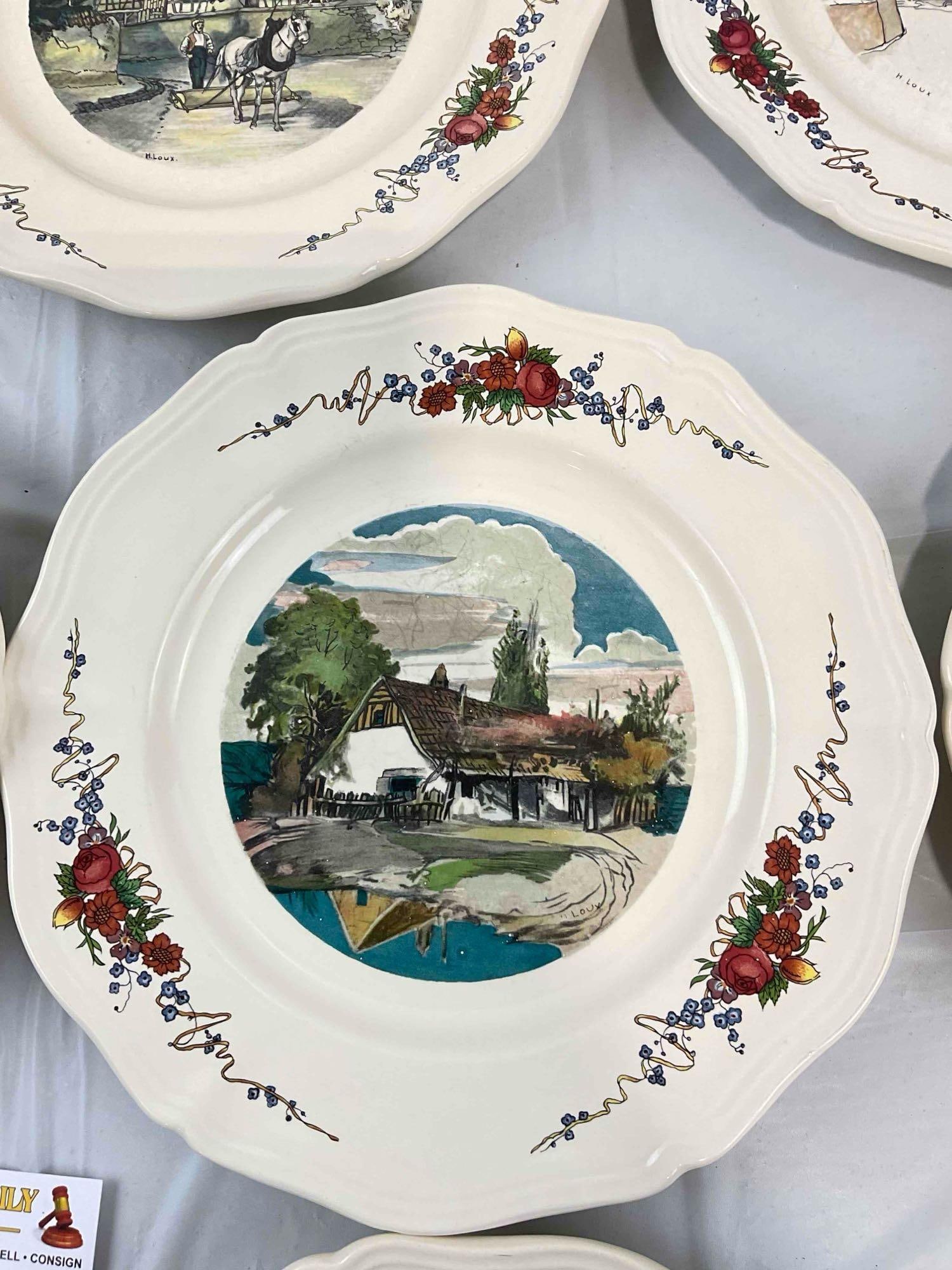 12 pcs Vintage Sarreguemines French Ceramic Salad Plates in Obernai Pattern. See pics & desc. - 9