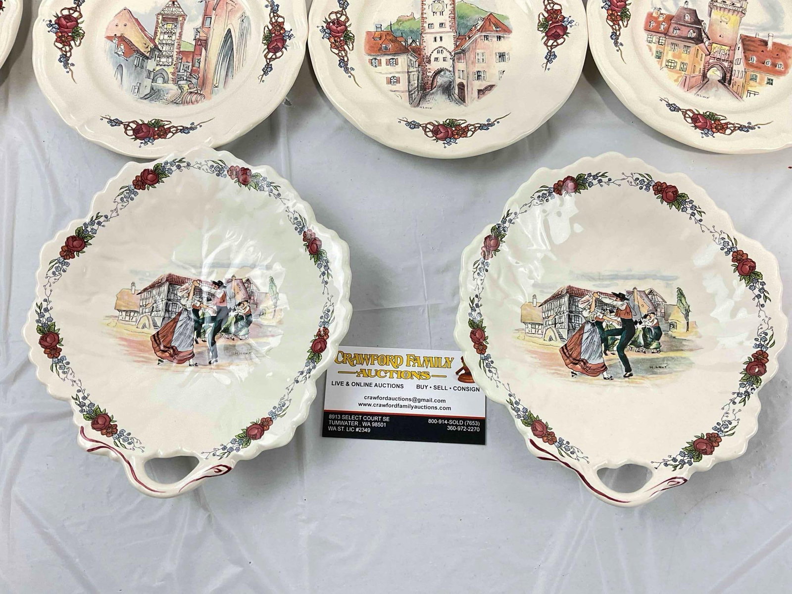 14 pcs Vintage Sarreguemines French Ceramic Plates in Obernai Pattern. See pics & description. - 3