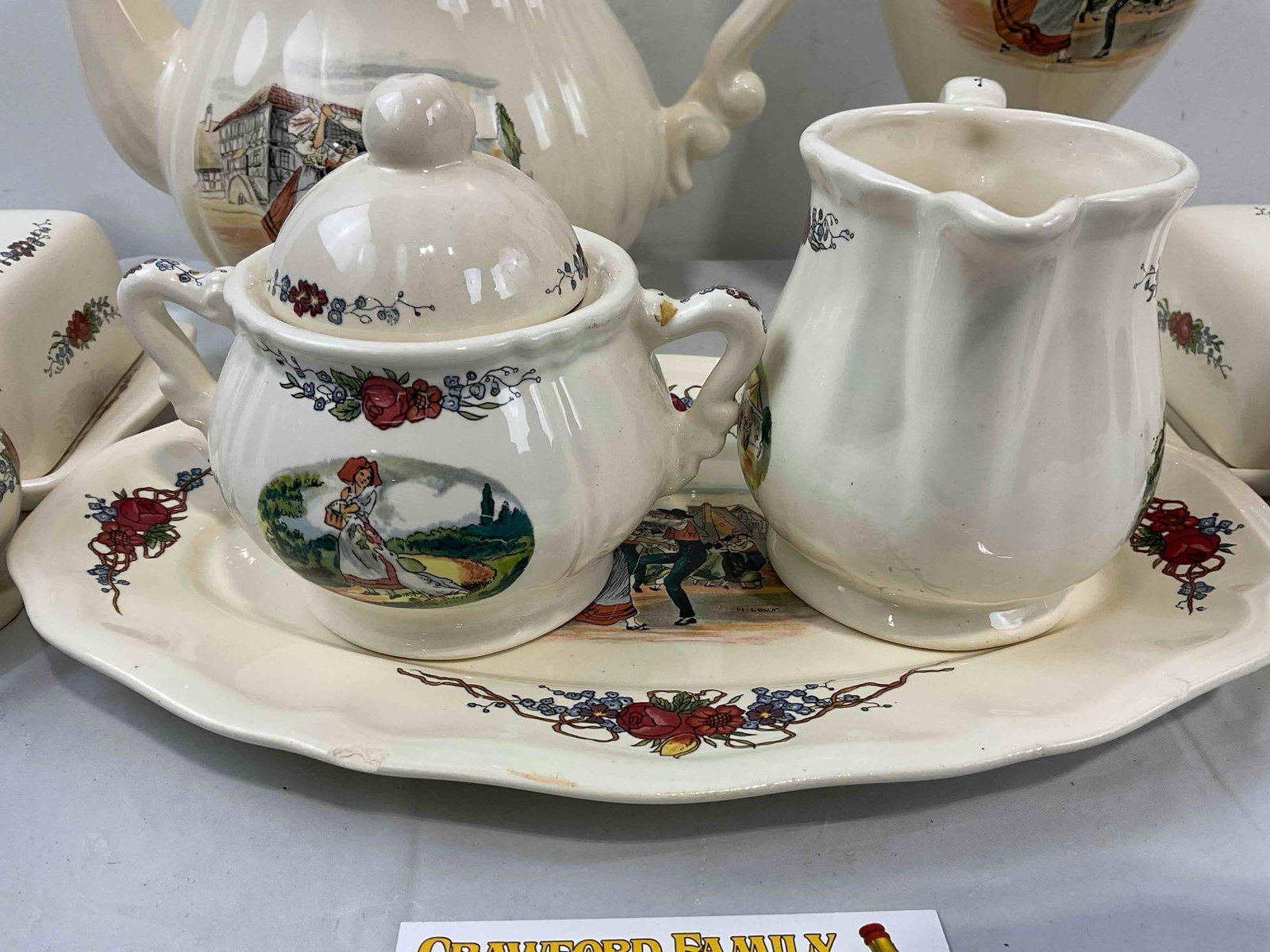 11 pcs Vintage Sarreguemines French Ceramic Dishes in Obernai Pattern. See pics and desc. - 3