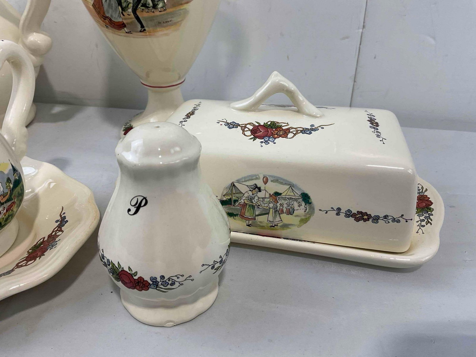 11 pcs Vintage Sarreguemines French Ceramic Dishes in Obernai Pattern. See pics and desc. - 4
