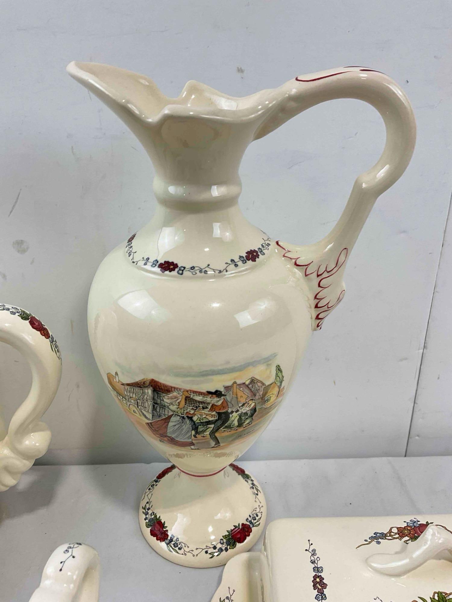11 pcs Vintage Sarreguemines French Ceramic Dishes in Obernai Pattern. See pics and desc. - 5