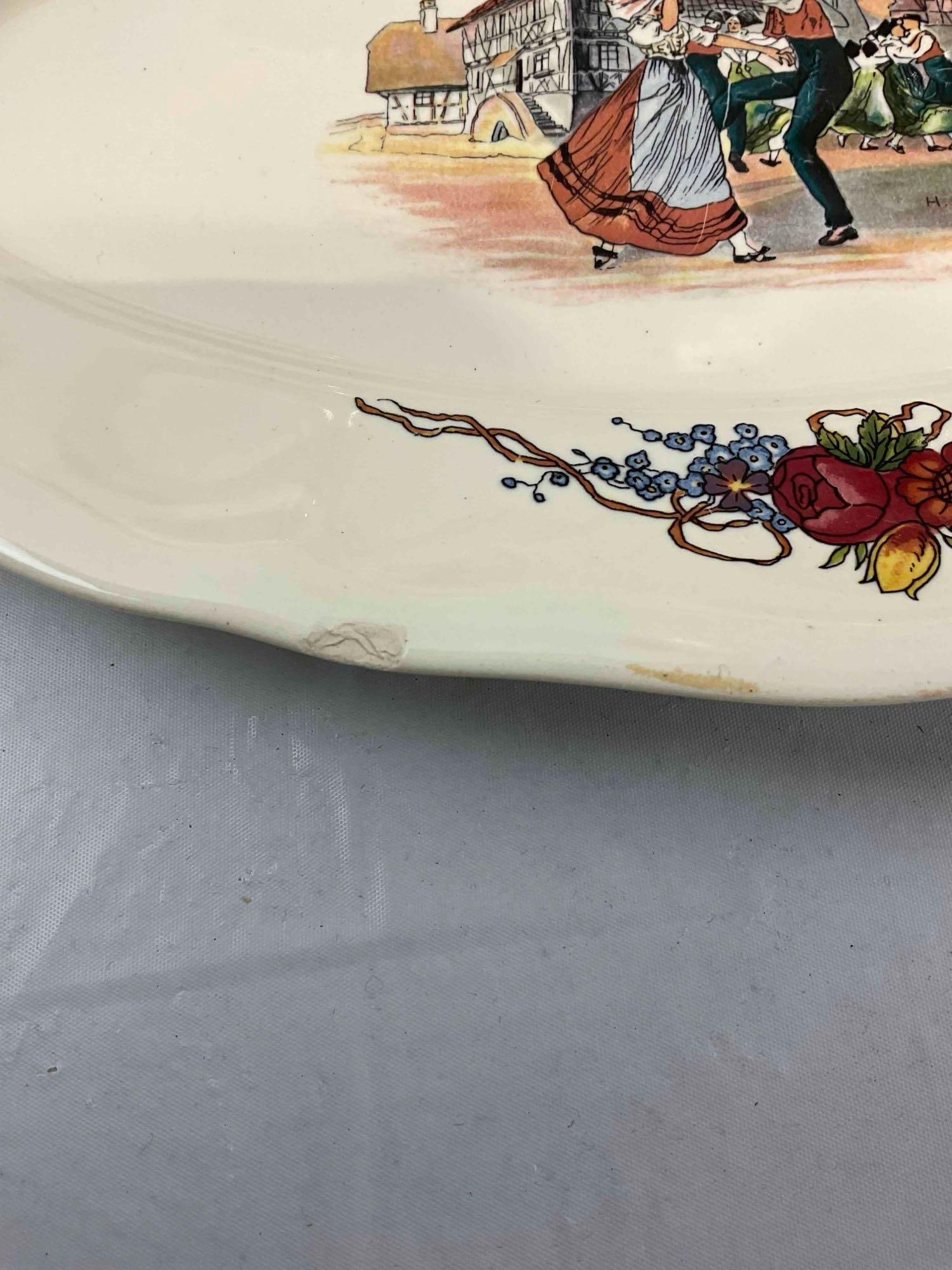 11 pcs Vintage Sarreguemines French Ceramic Dishes in Obernai Pattern. See pics and desc. - 7