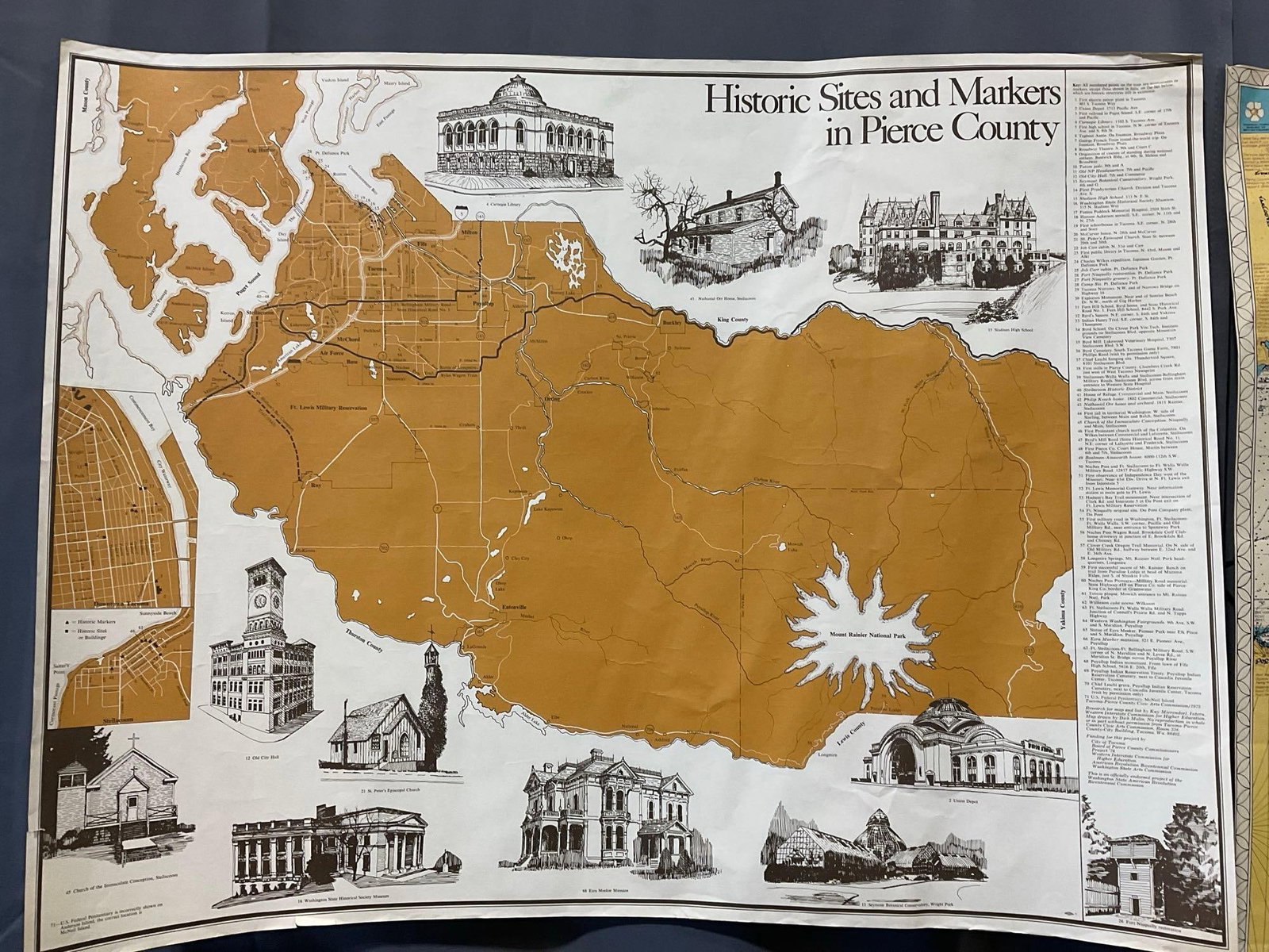 3 Vintage Maps, Puget Sound & San Juan Islands, Old Seattle & Pierce County, Stylized maps - 2
