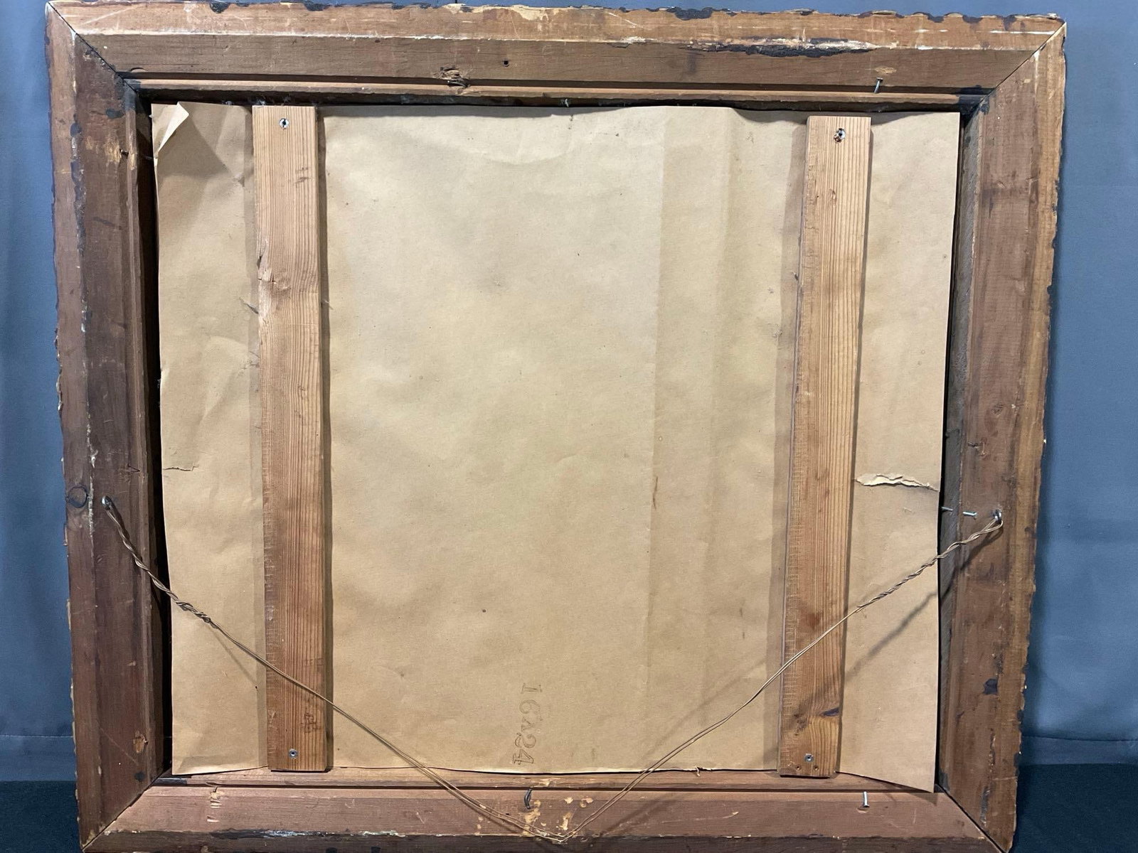 Antique Framed Mirror, scrollwork & floral detail + Oak frame, 29h x 33w x 5d inches - 7