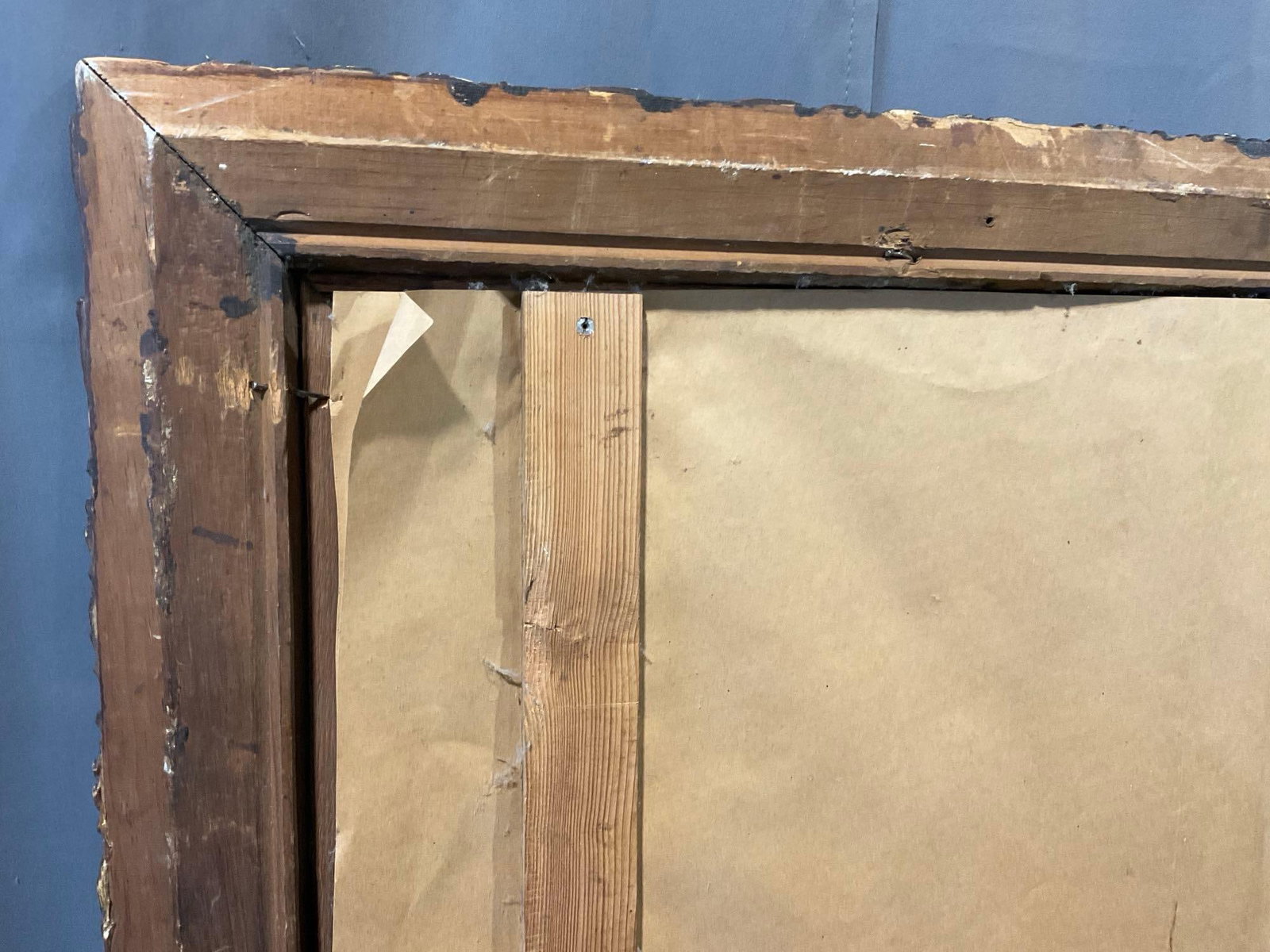 Antique Framed Mirror, scrollwork & floral detail + Oak frame, 29h x 33w x 5d inches - 8