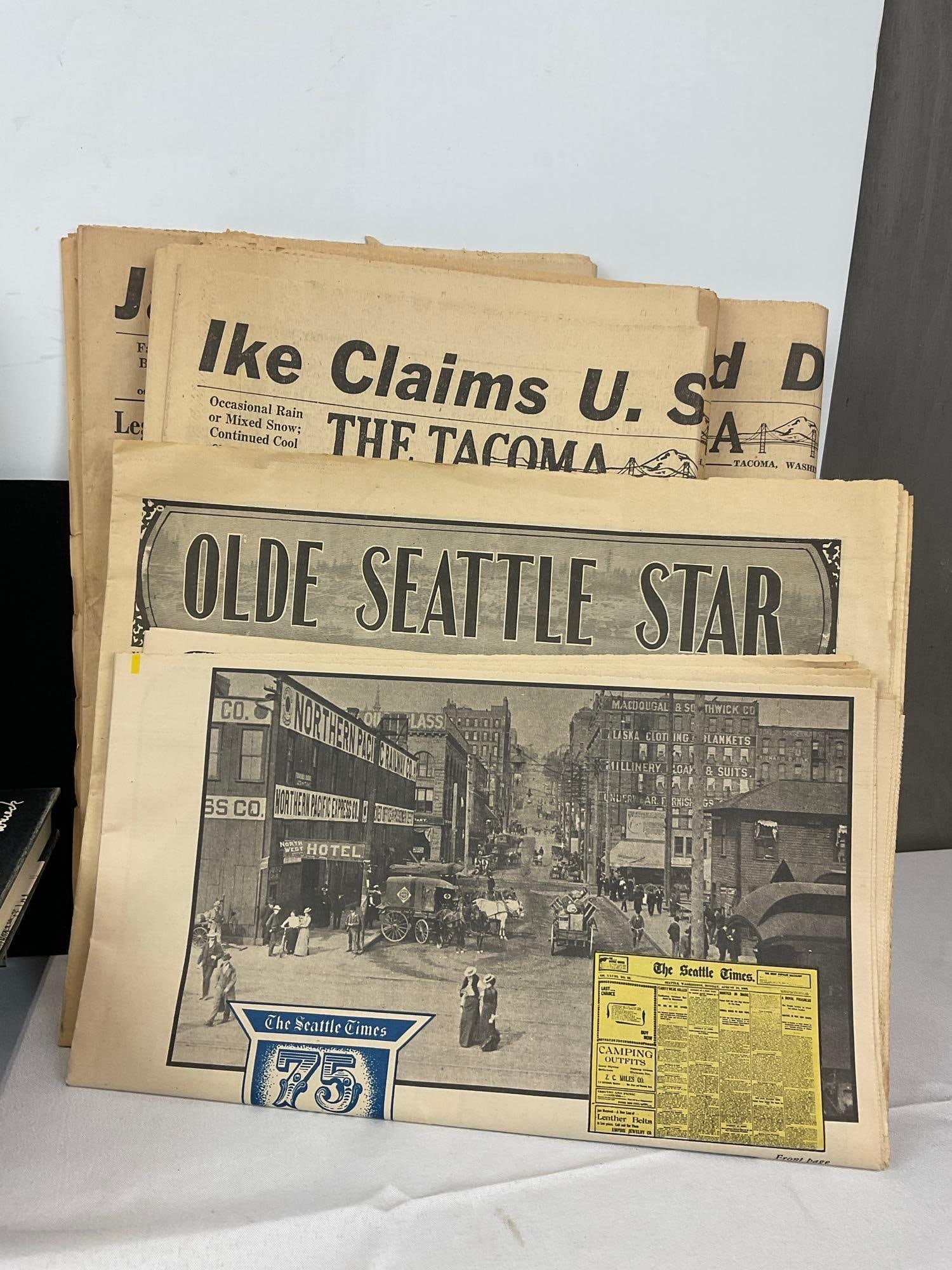 2 1900s Antique Books, 1962 Seattle Books, & set of 50s Newspapers, The Tacoma News Tribute - 3