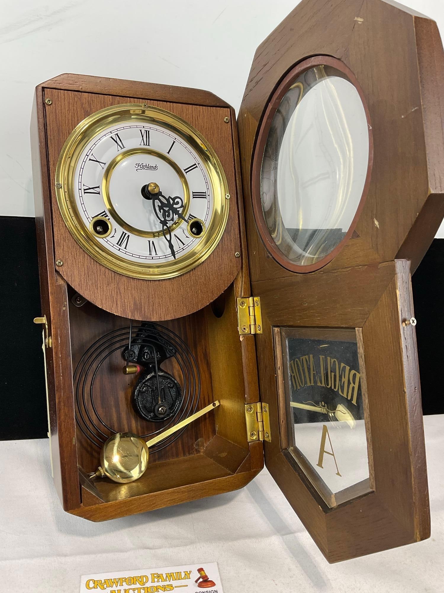 Highlands Regulator A Time Strike Wall Clock, 15h x 9w x 5d inches - 2