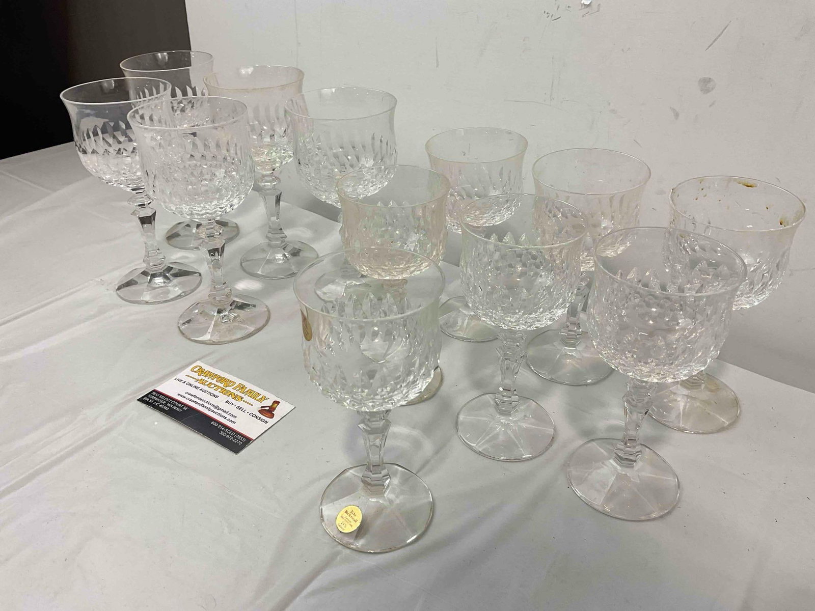 12 pcs Vintage Cristallerie Zwiesel German Crystal Leaded Glasses, 5x Wine & 7x Cordial. See pics. - 2