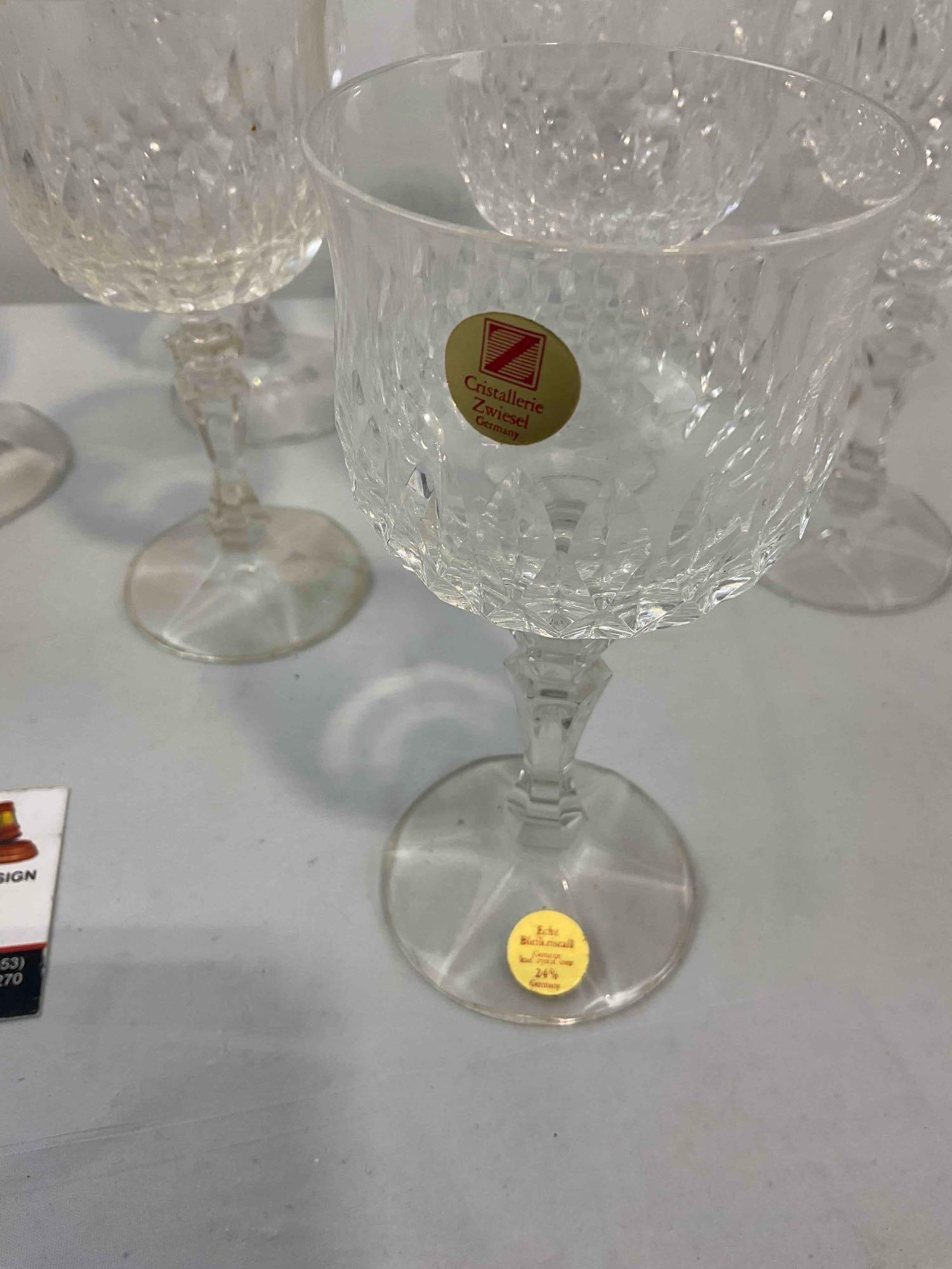 12 pcs Vintage Cristallerie Zwiesel German Crystal Leaded Glasses, 5x Wine & 7x Cordial. See pics. - 6