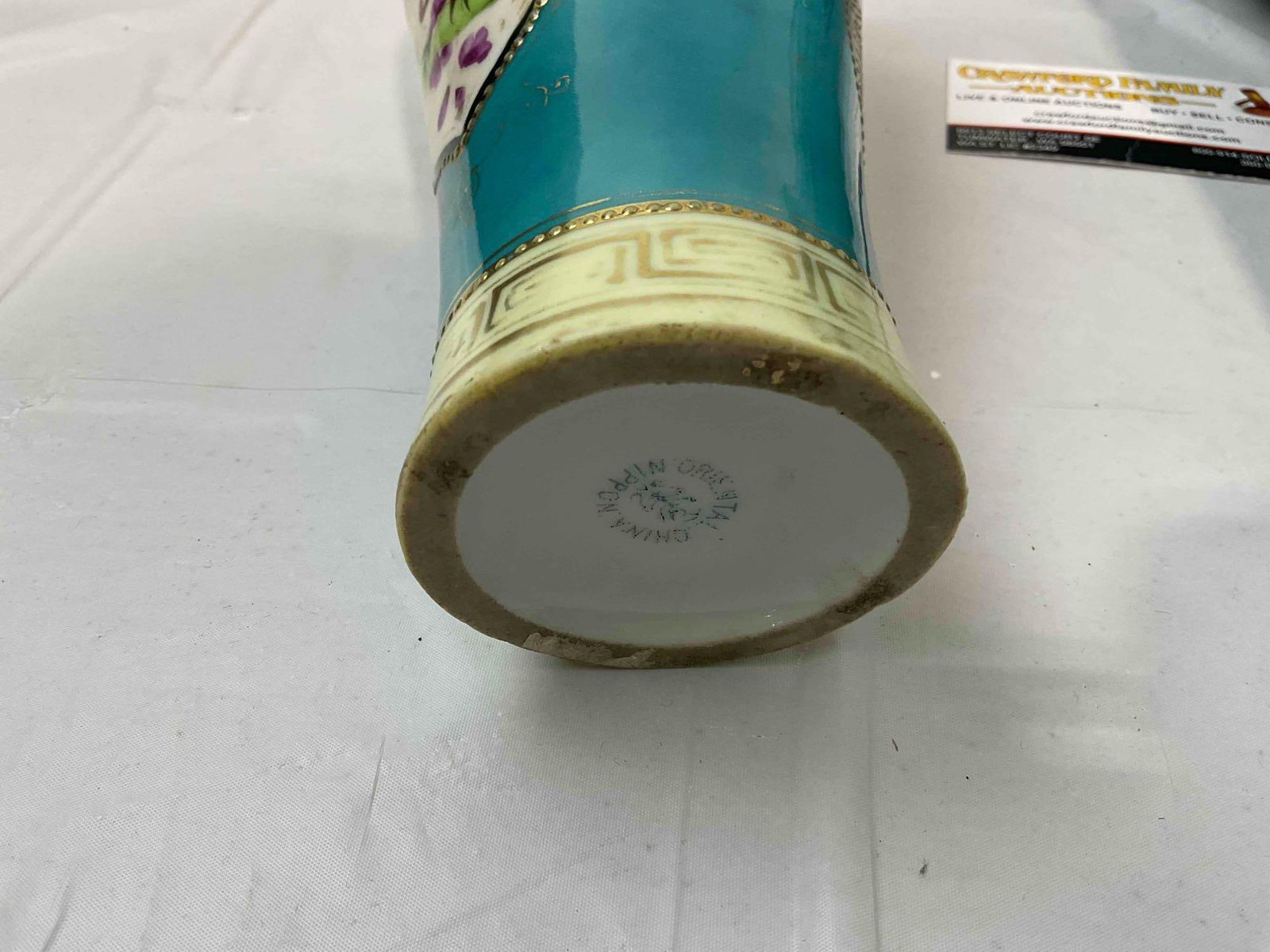 2 pcs Vintage Ceramic Blue Vases Attributed to Nippon, 1x Textured Moriage & More! See pics. - 5