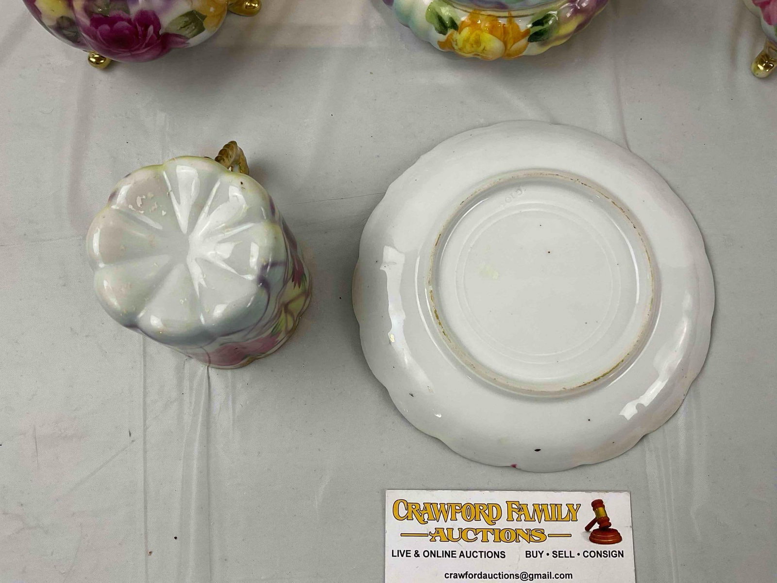 8 pcs Vintage Japanese Yellow Floral China Dish Set Attributed to Nippon. Good Condition. - 6