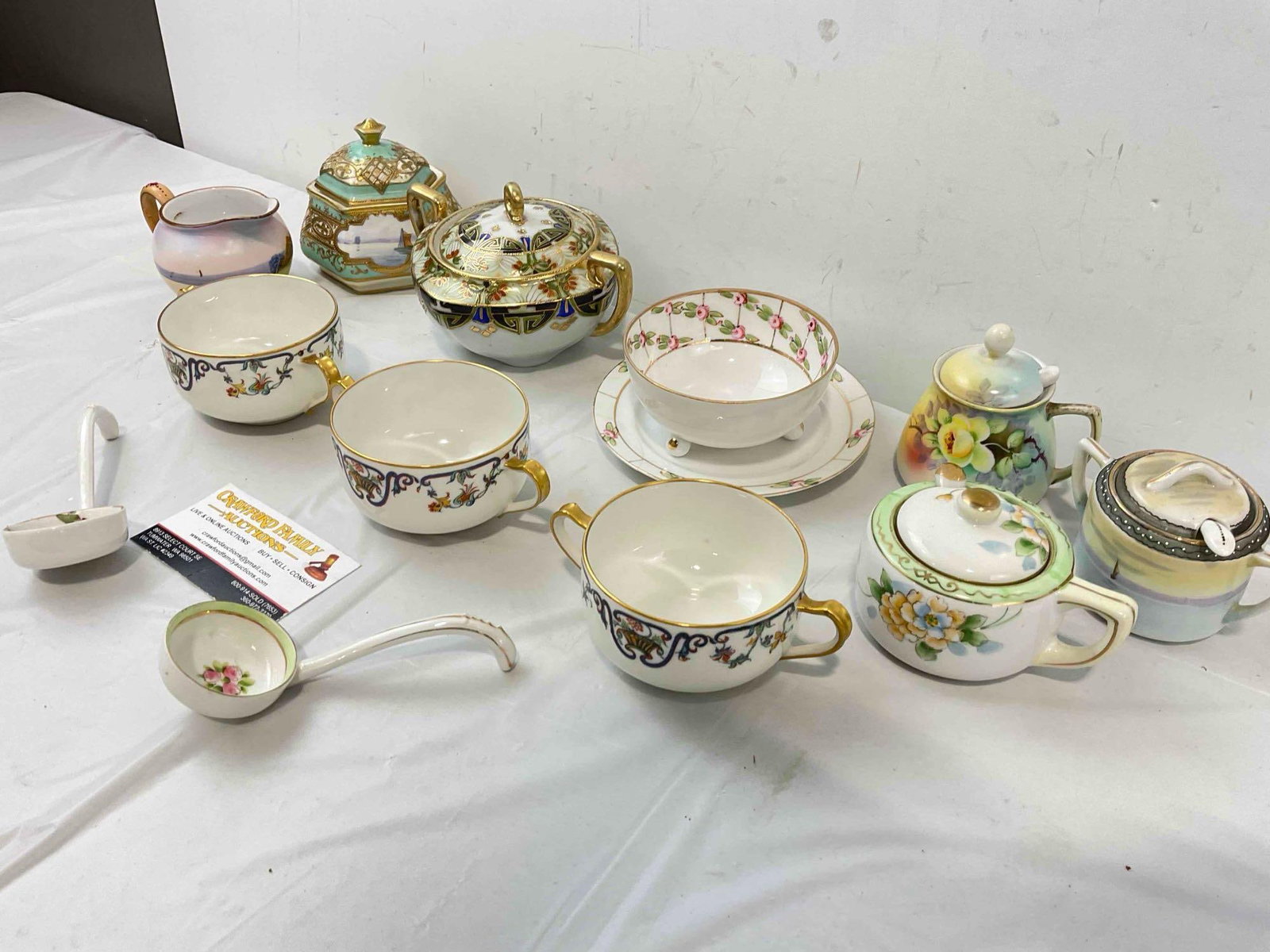 12 pcs Vintage Largely Nippon Ceramic Dish Set, incl. 3x Haviland Limoges & 1x Noritake. See pics. - 2