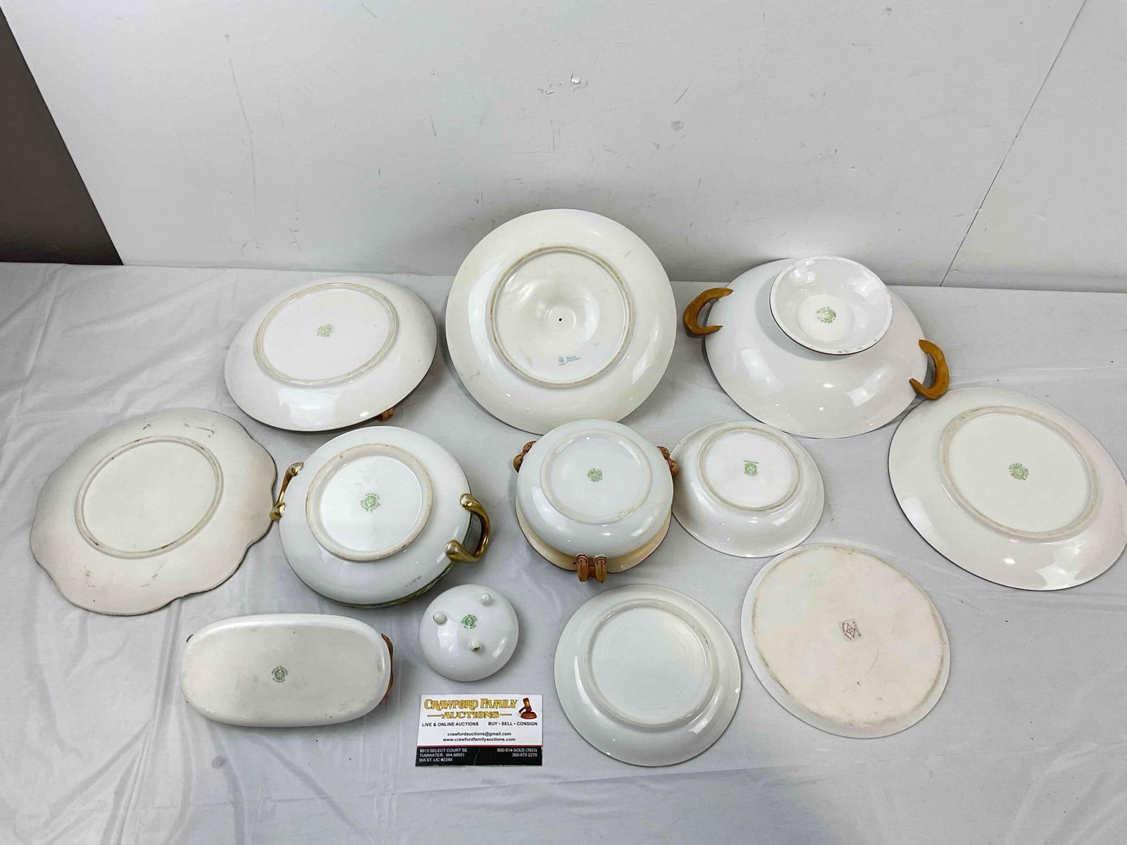12 pcs Vintage Largely Nippon Japanese Ceramic Dish Set, incl. Florals & Landscape Scenes. - 5