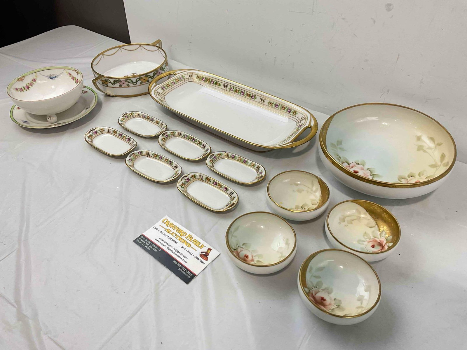 15 pcs Vintage Nippon Japanese Hand Painted Ceramic Dish Set. Very Good Condition. See pics. - 2