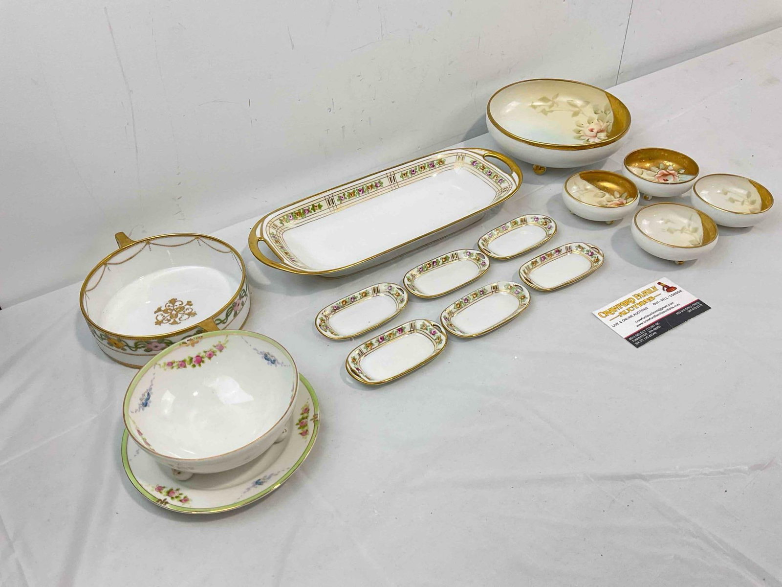 15 pcs Vintage Nippon Japanese Hand Painted Ceramic Dish Set. Very Good Condition. See pics. - 3