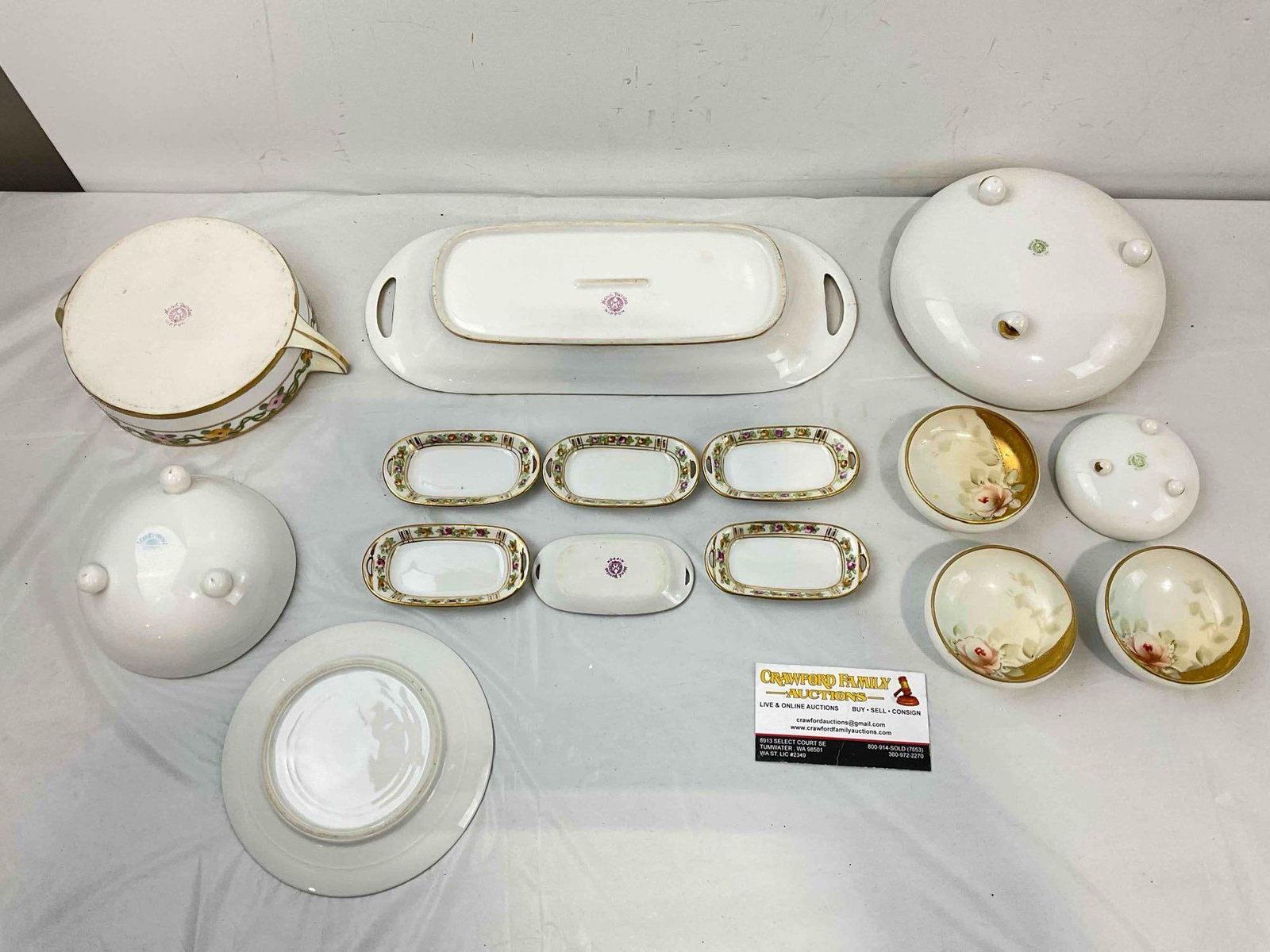 15 pcs Vintage Nippon Japanese Hand Painted Ceramic Dish Set. Very Good Condition. See pics. - 4