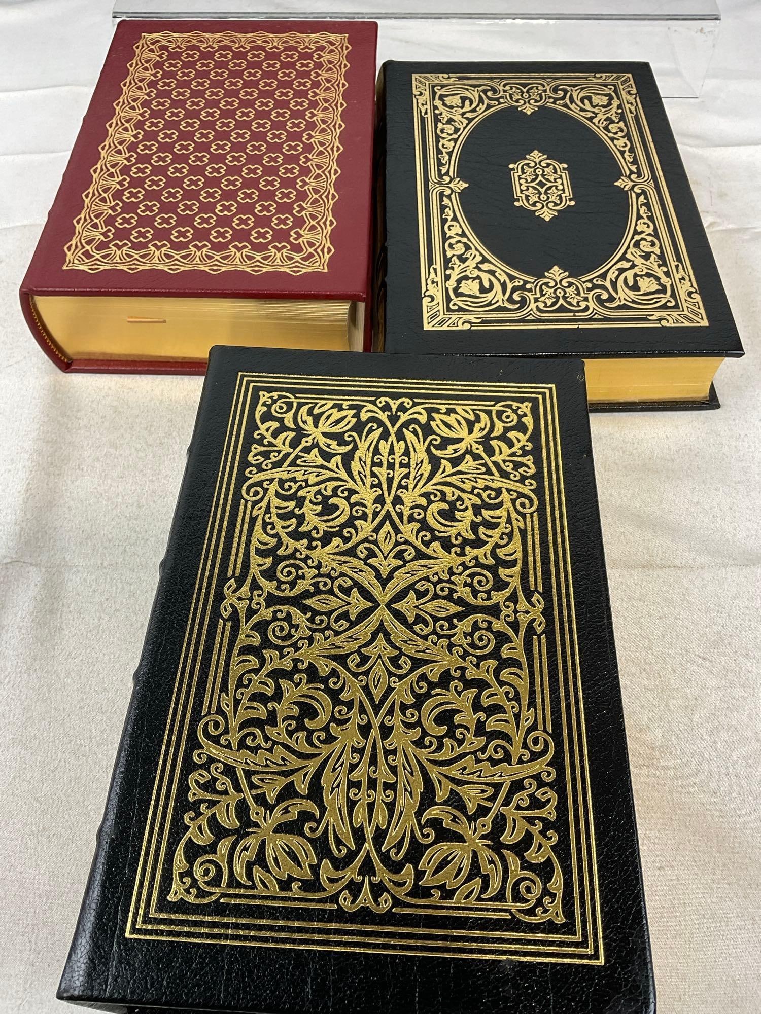 3x Easton Press Gold Leaf Hard Cover Books, War & Peace, Crime & Punishment, Les Miserables - 2