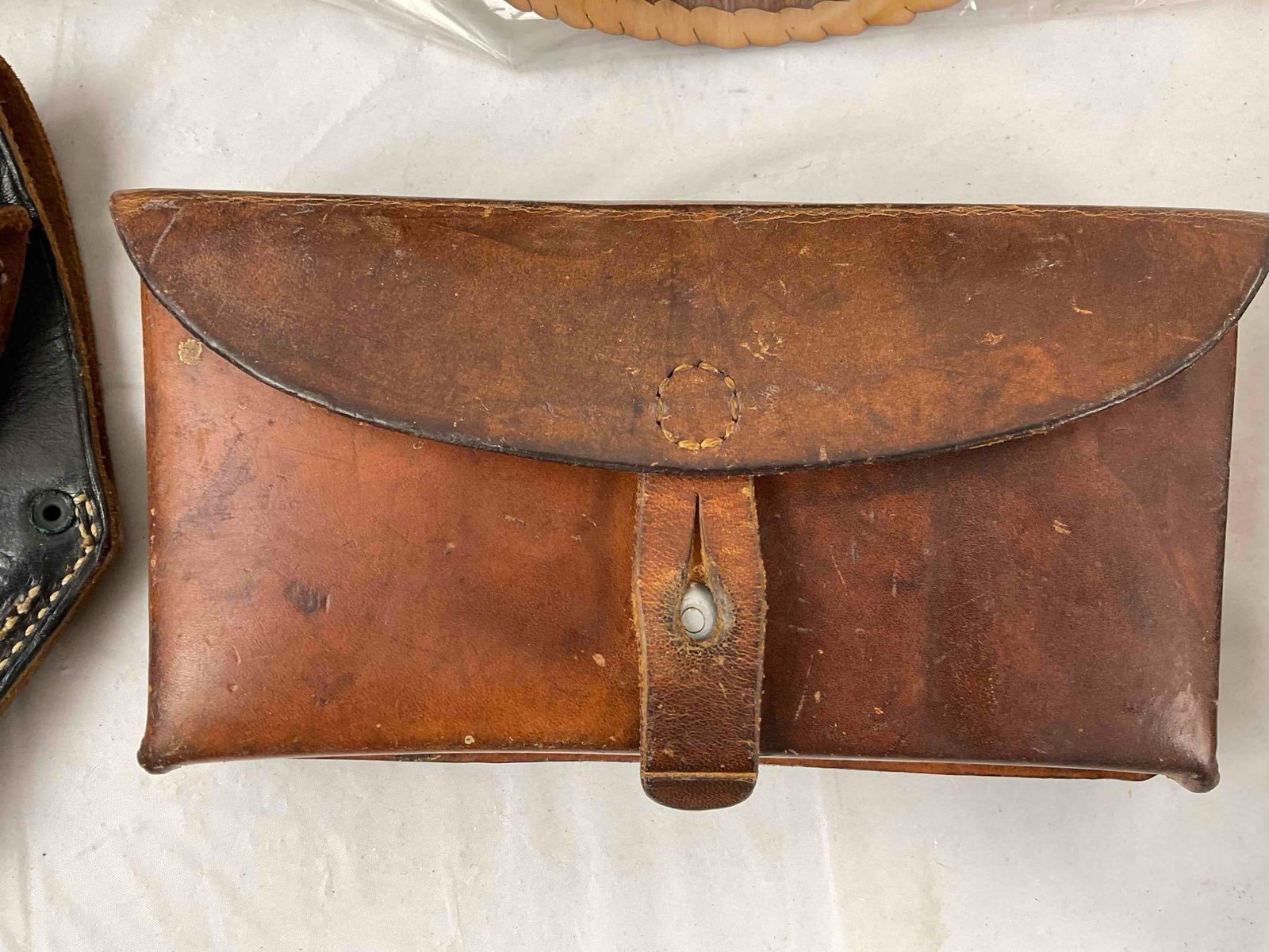 11 pcs Military Memorabilia, incl. Vintage Leather Holsters, Wood Plaques & More! See pics. - 12