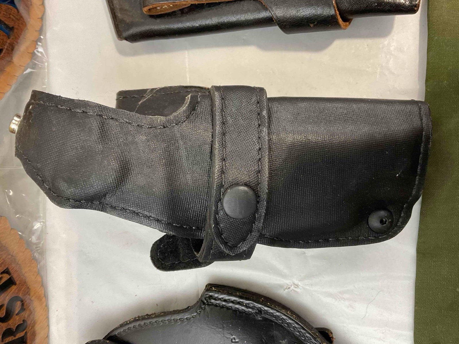 11 pcs Military Memorabilia, incl. Vintage Leather Holsters, Wood Plaques & More! See pics. - 5