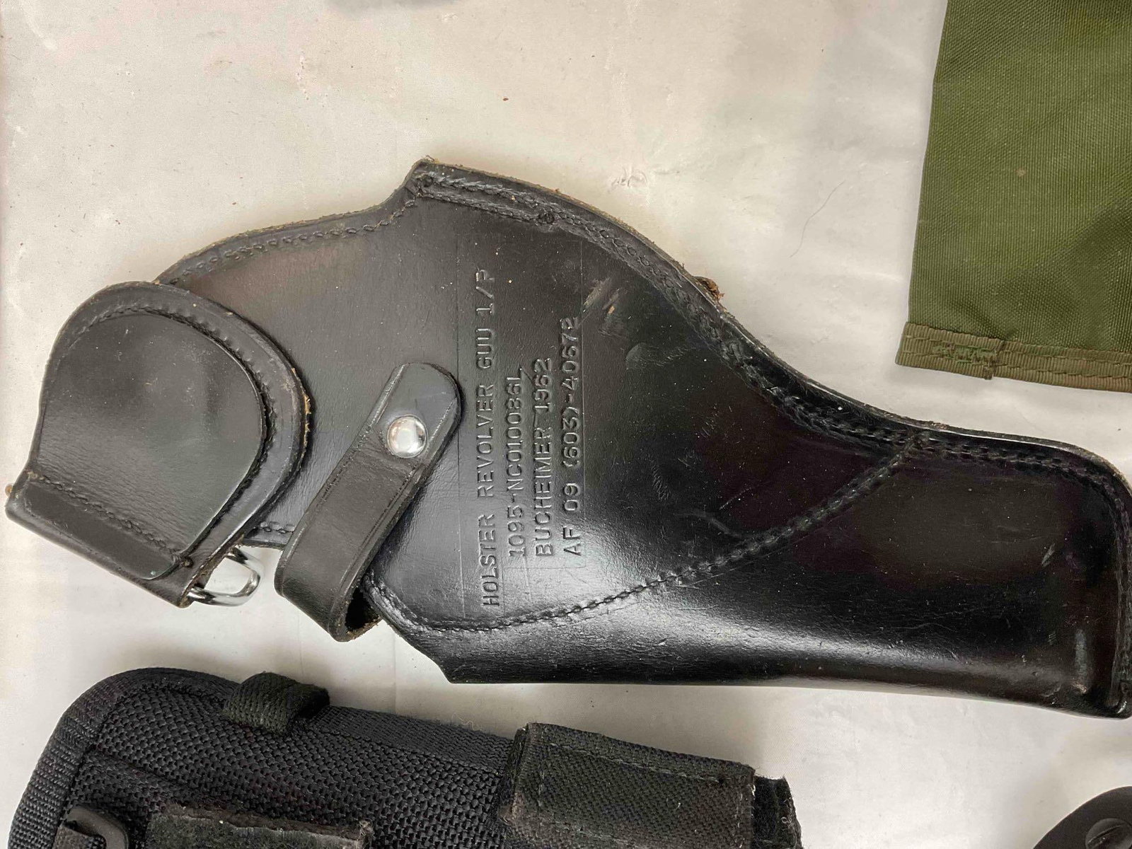 11 pcs Military Memorabilia, incl. Vintage Leather Holsters, Wood Plaques & More! See pics. - 7