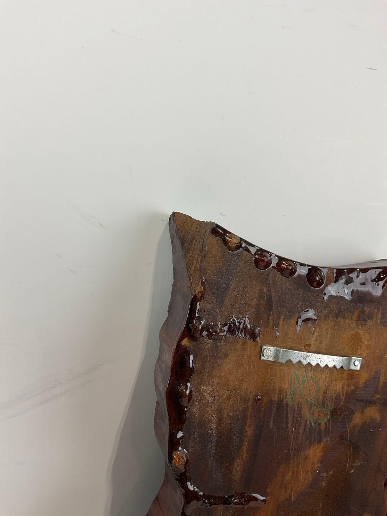 Vintage Handmade Wooden Slab Owl Wall Clock, 1970s Lacquered finish, 19x8x4 inches - 7