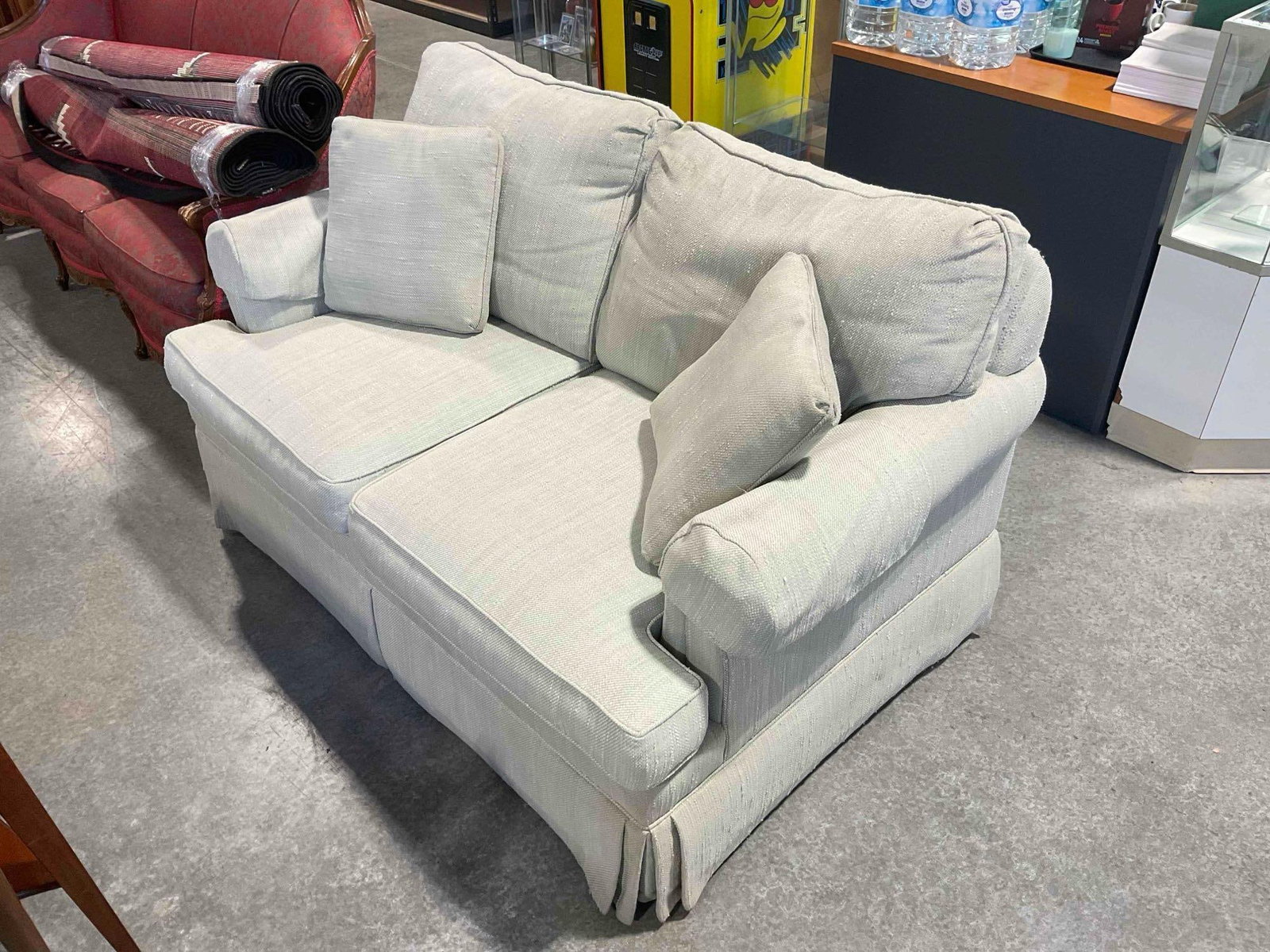Vintage Ethan Allen Slipcovered Loveseat Sofa w/ Sage Green Upholstery. Very Good Condition. - 2