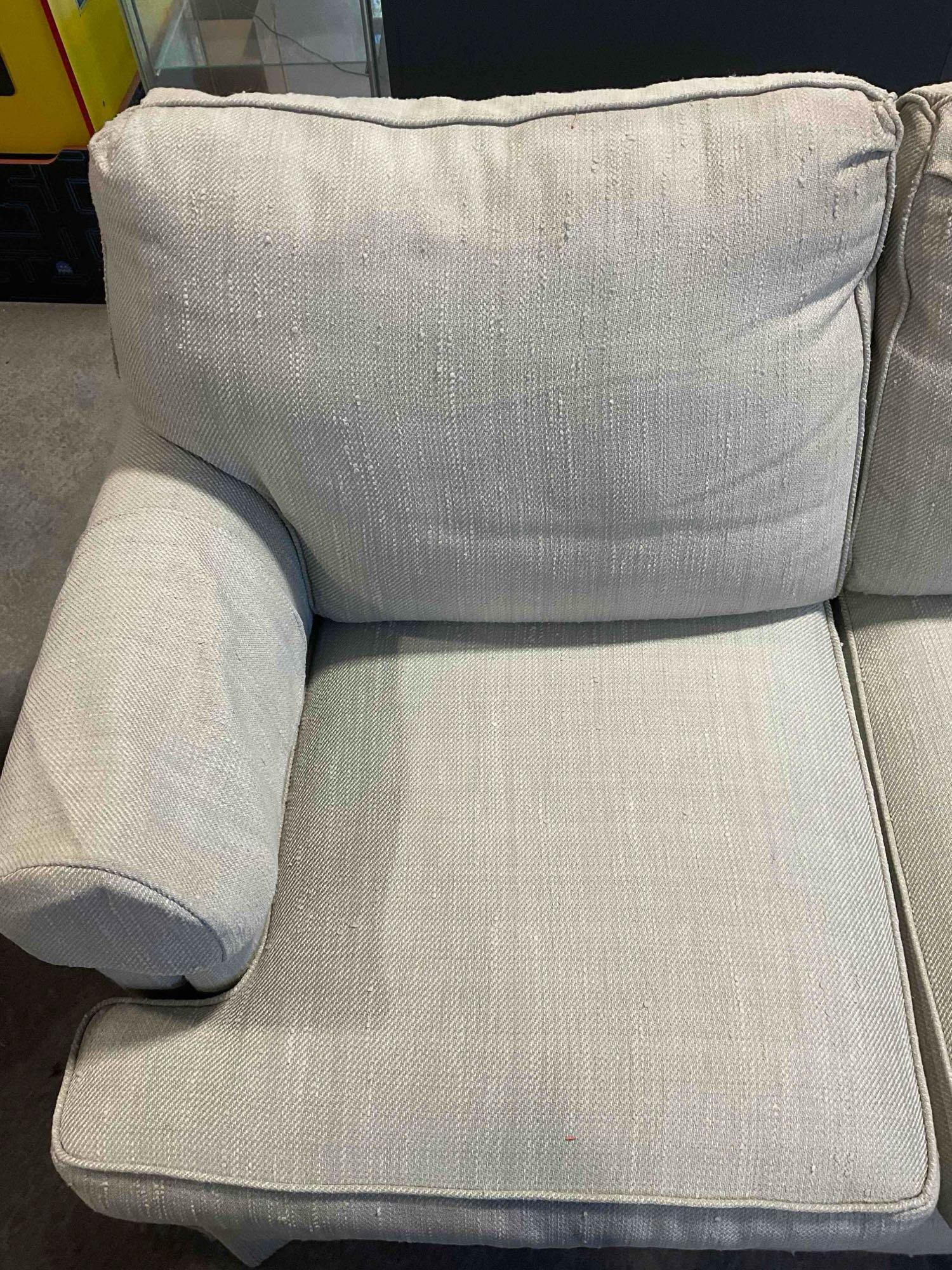Vintage Ethan Allen Slipcovered Loveseat Sofa w/ Sage Green Upholstery. Very Good Condition. - 4