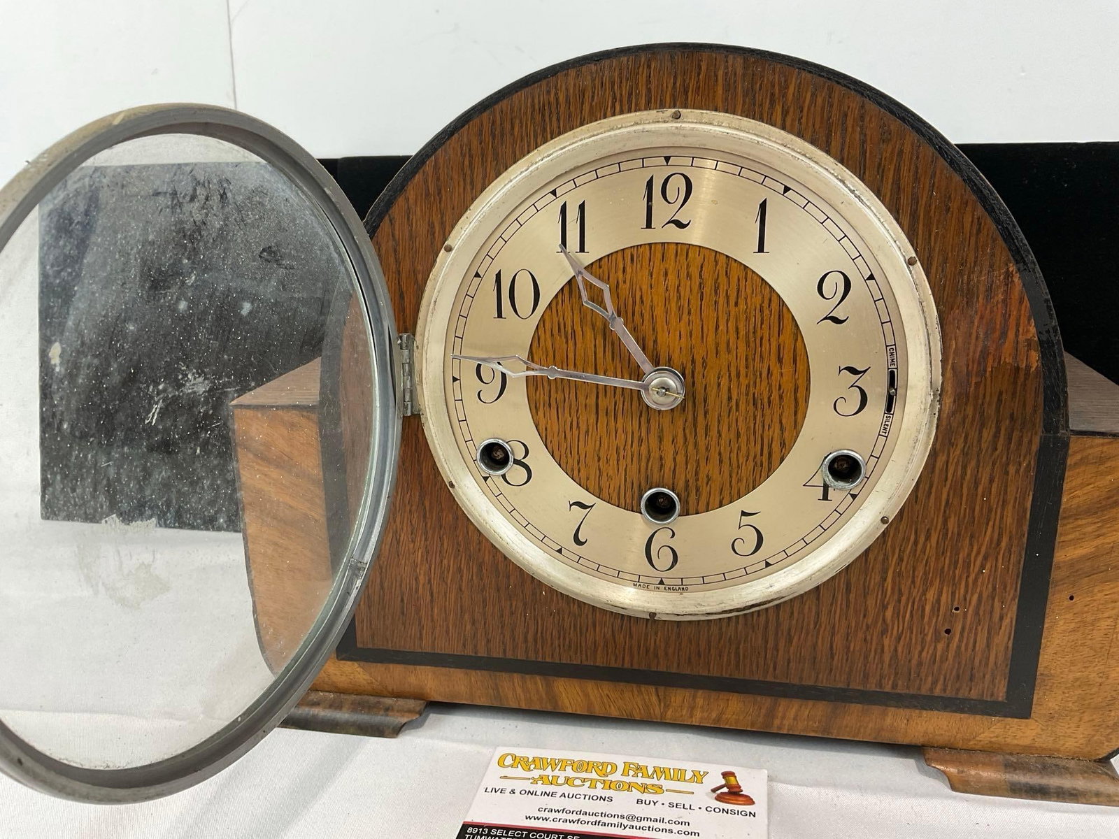 Early 20th Century Art Deco British Mantel Clock Time Strike Chime, 10h x 12w x 7d inches - 2