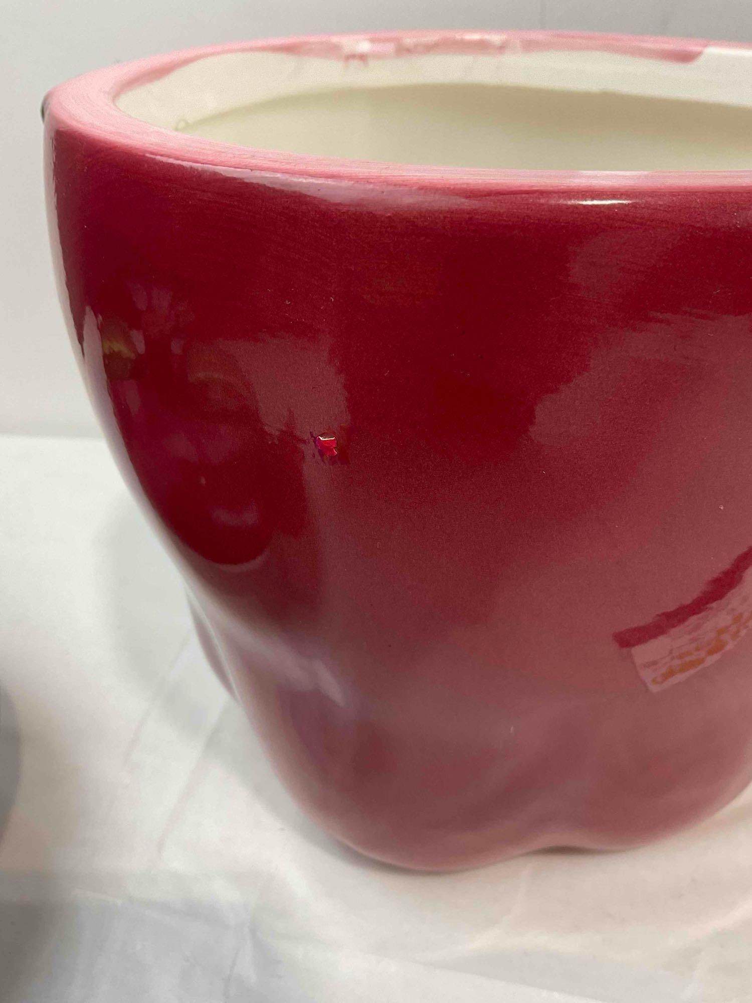 2 pcs Ceramic Cookie Jars, incl. Red Apple & Vintage Sakura "Coastal Breeze" Lighthouse. - 6