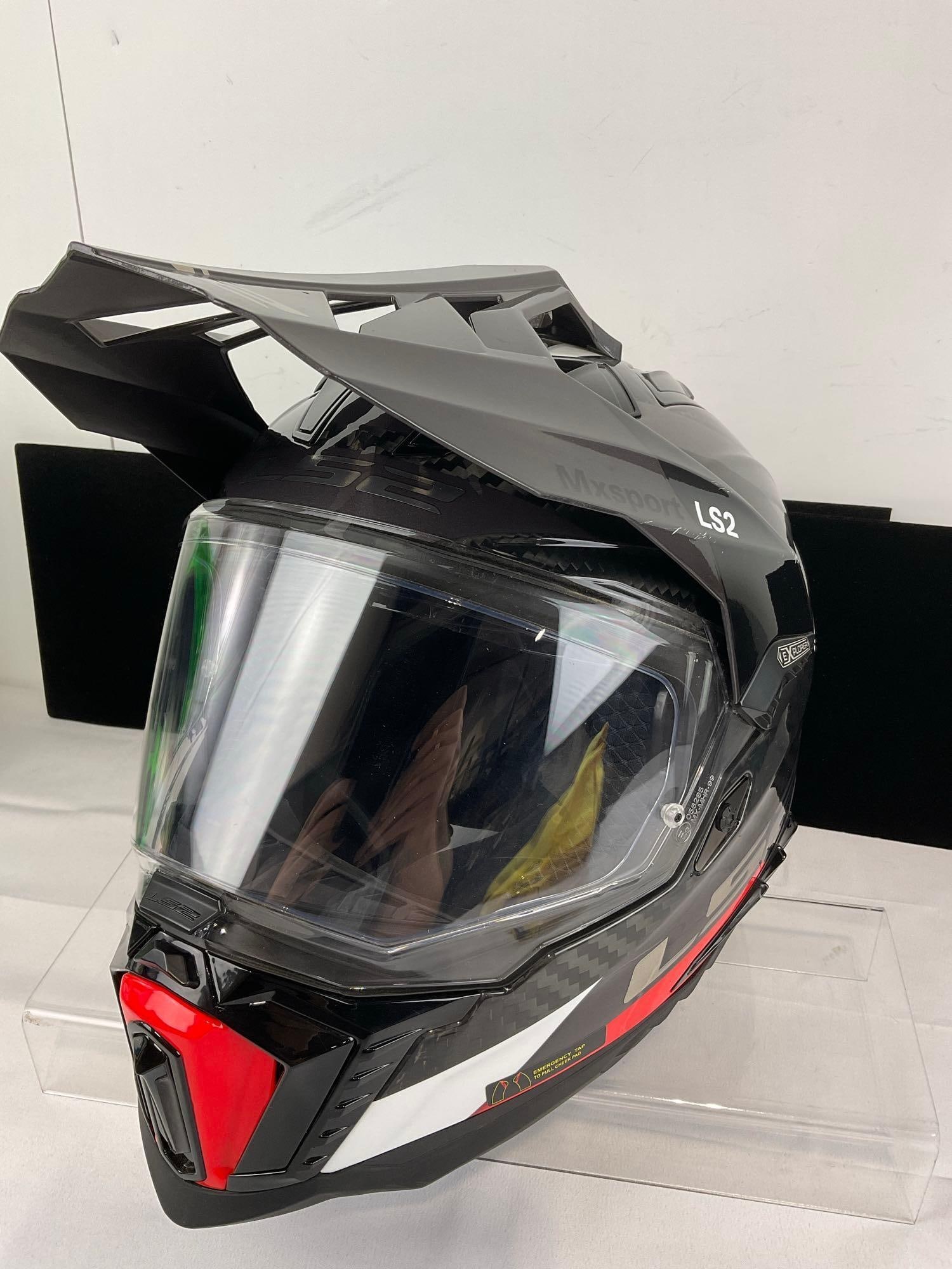 LS2 MX701 Explorer Carbon Frontier adventure helmet size XL, 61-62 cm, White/Red/Silver - 4