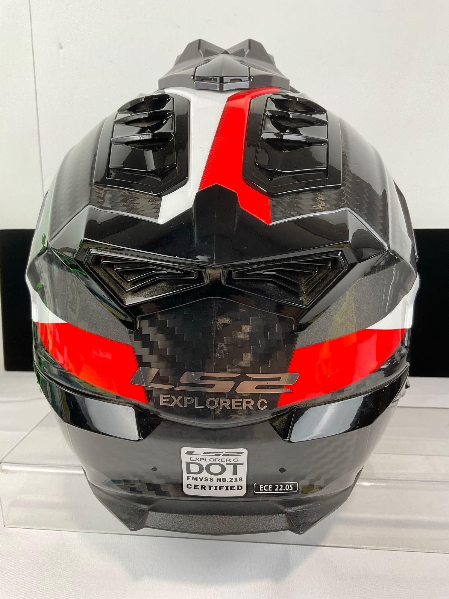 LS2 MX701 Explorer Carbon Frontier adventure helmet size XL, 61-62 cm, White/Red/Silver - 6
