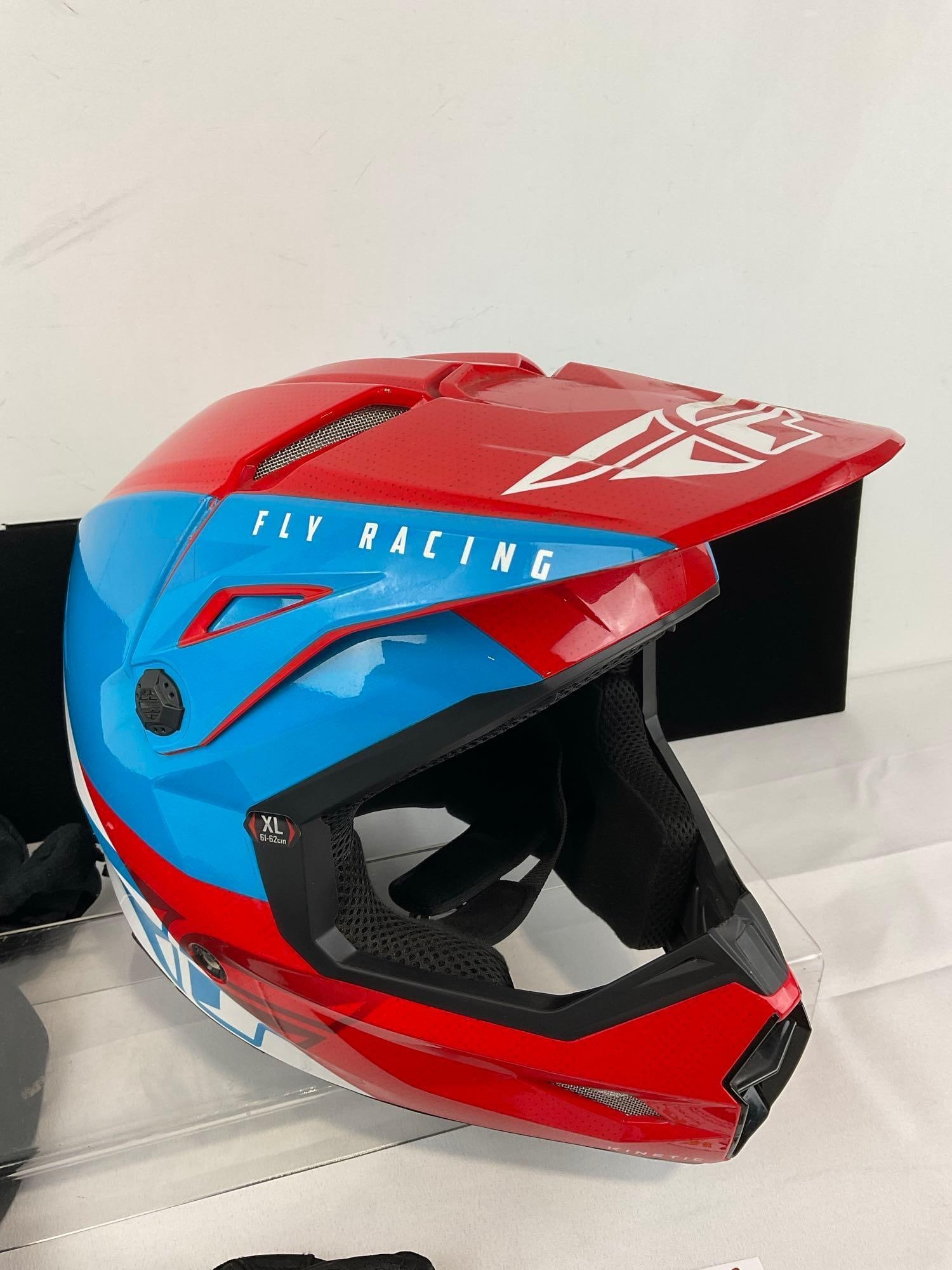 Fly Racing Kinetic Straight Edge Motocross Helmet, Size XL, Red/White/Blue - 2