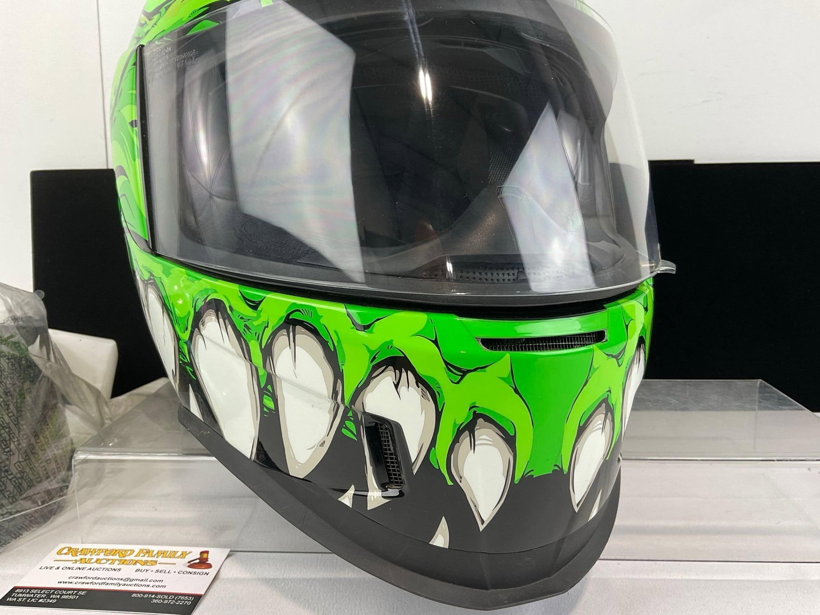 Icon Airform Manikr Motorcycle Helmet, Size 2XL, Green monster design, w/extra visor - 3