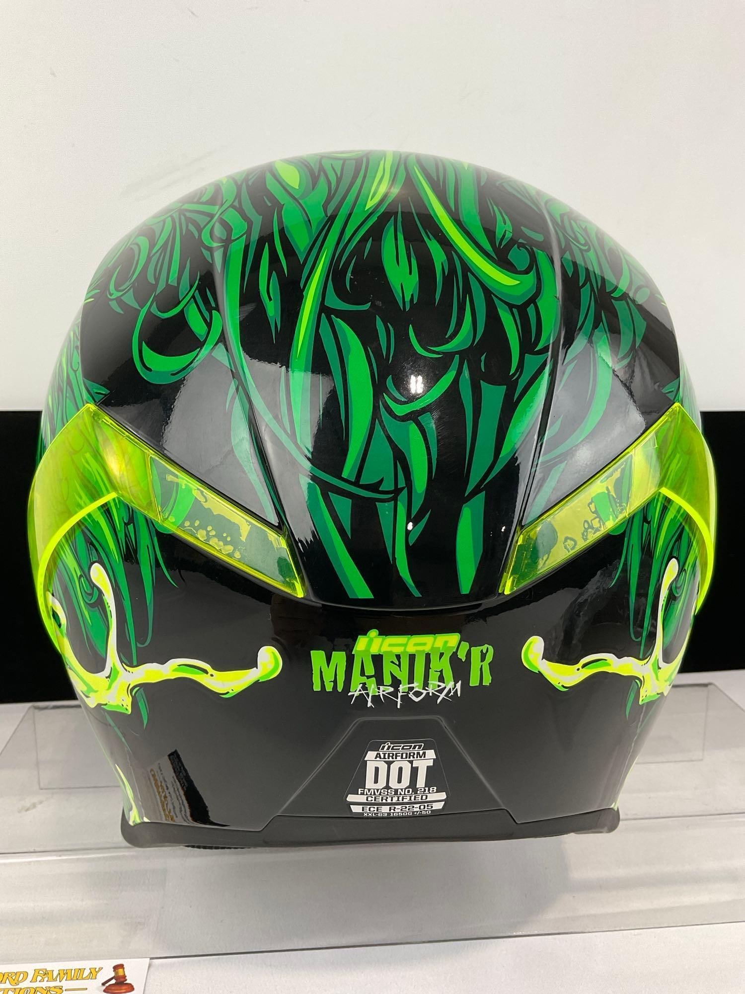 Icon Airform Manikr Motorcycle Helmet, Size 2XL, Green monster design, w/extra visor - 6