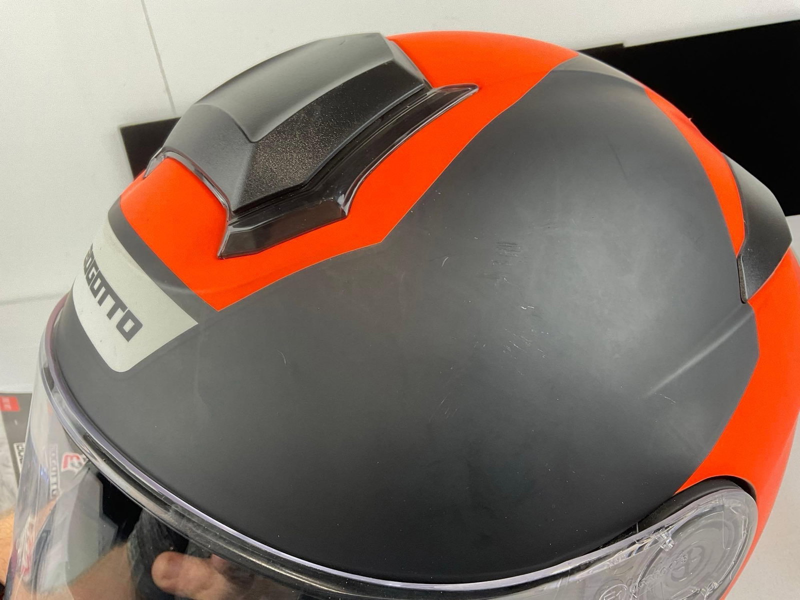 Bogotto V271 BT Zabu Bluetooth Flip Up Motorcycle Helmet Size XL, Charcoal Grey & Orange - 3