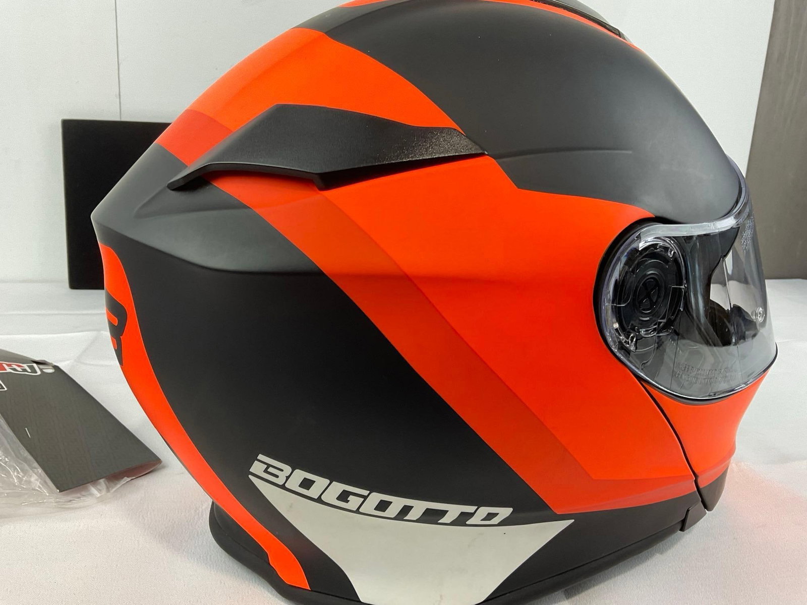 Bogotto V271 BT Zabu Bluetooth Flip Up Motorcycle Helmet Size XL, Charcoal Grey & Orange - 4
