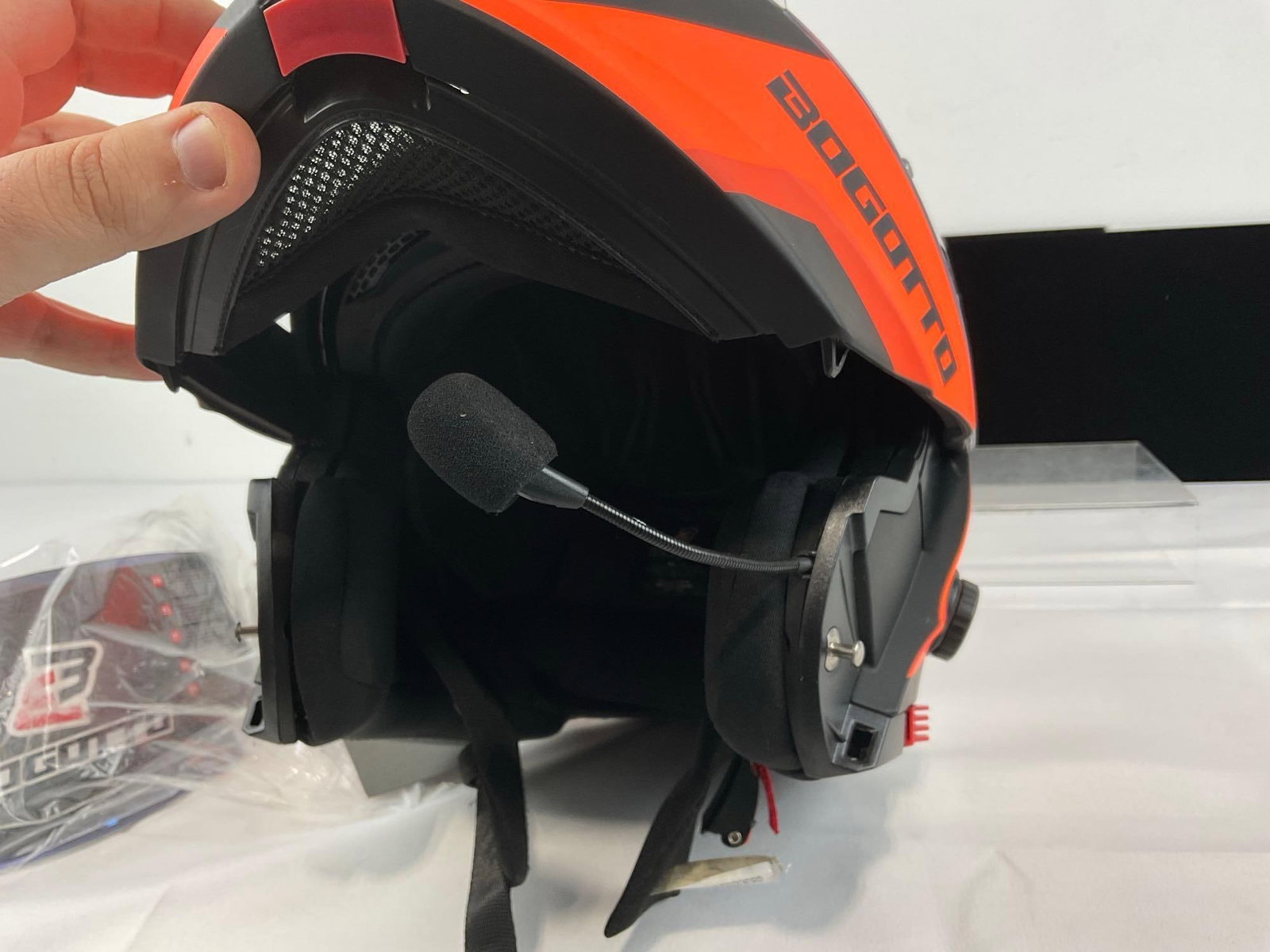 Bogotto V271 BT Zabu Bluetooth Flip Up Motorcycle Helmet Size XL, Charcoal Grey & Orange - 5